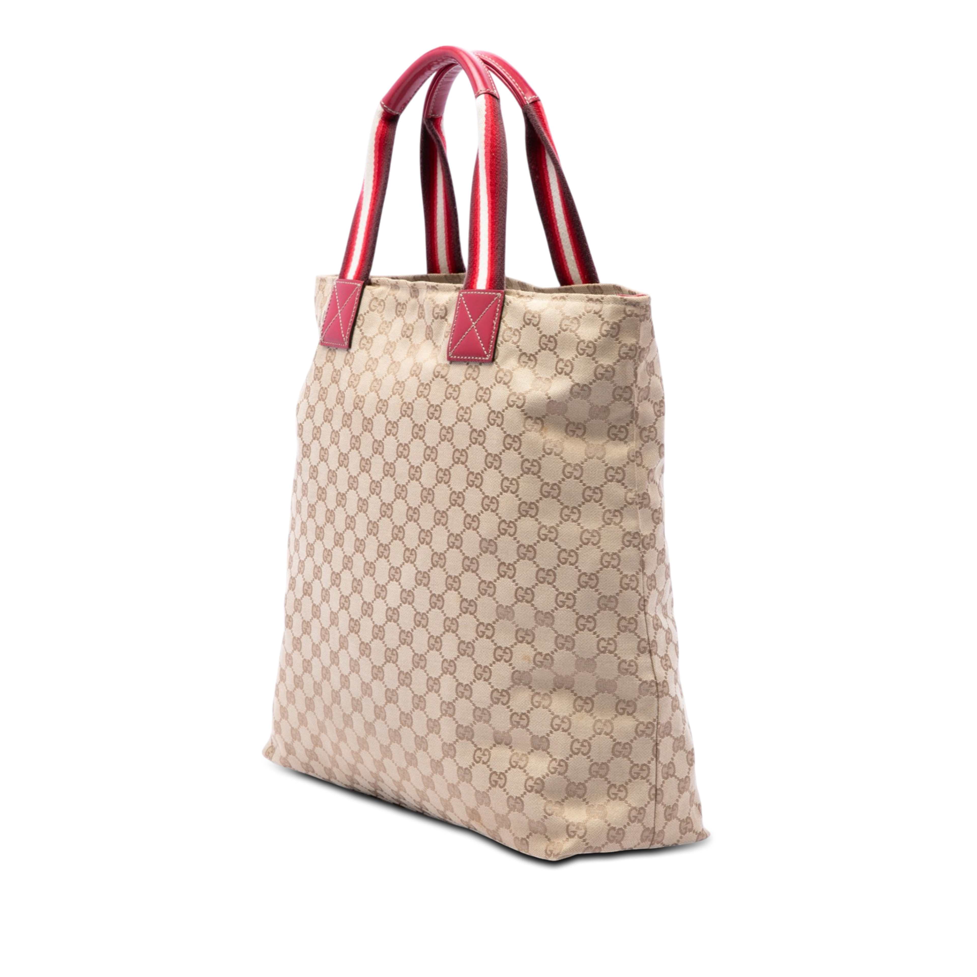 Gucci Gg Canvas Web Vertical Tote, från Luxclusif, i färgen beige. Klicka för att öppna bilden i stort format