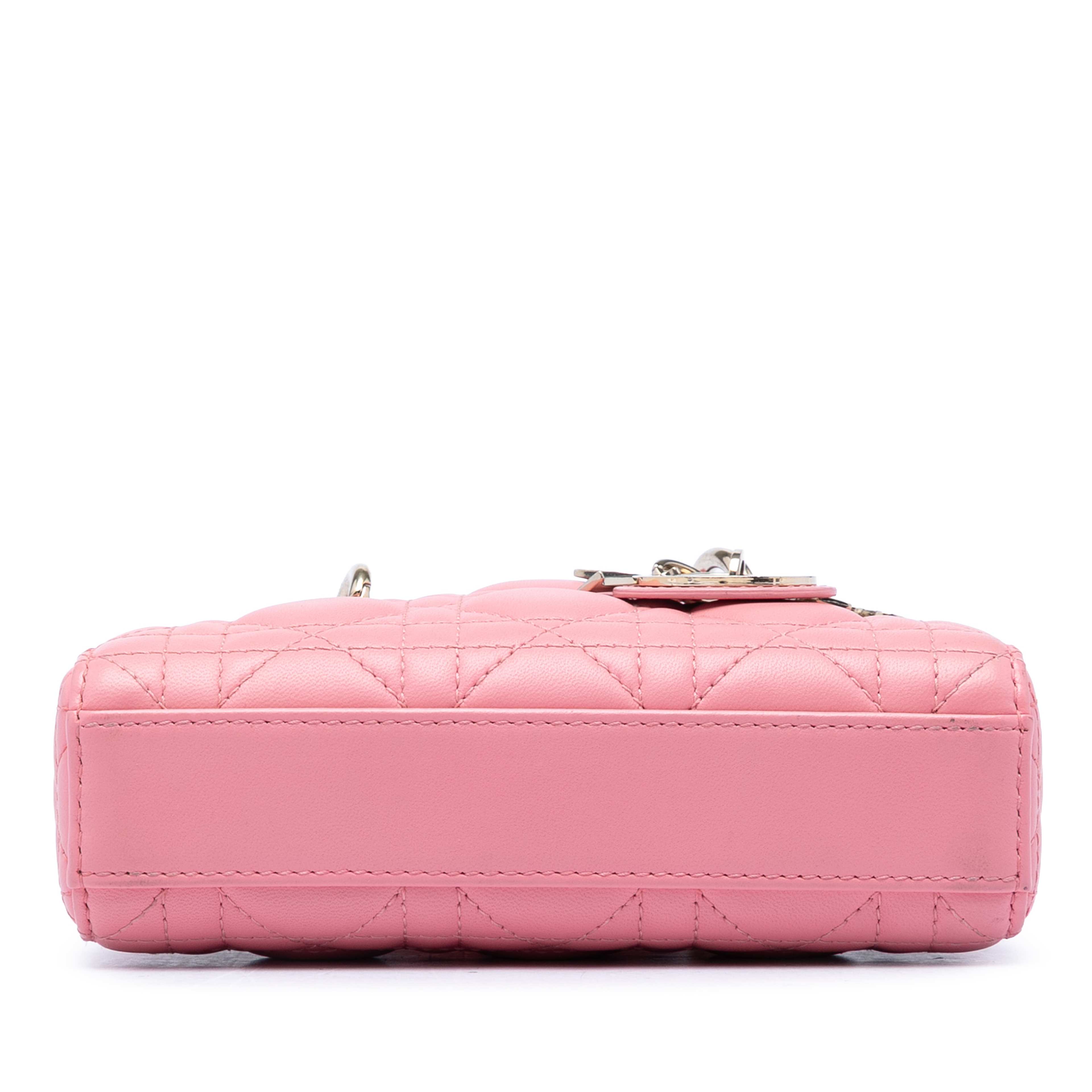 Dior Micro Lambskin Cannage Lady D Joy, från Luxclusif, i färgen rosa. Klicka för att öppna bilden i stort format