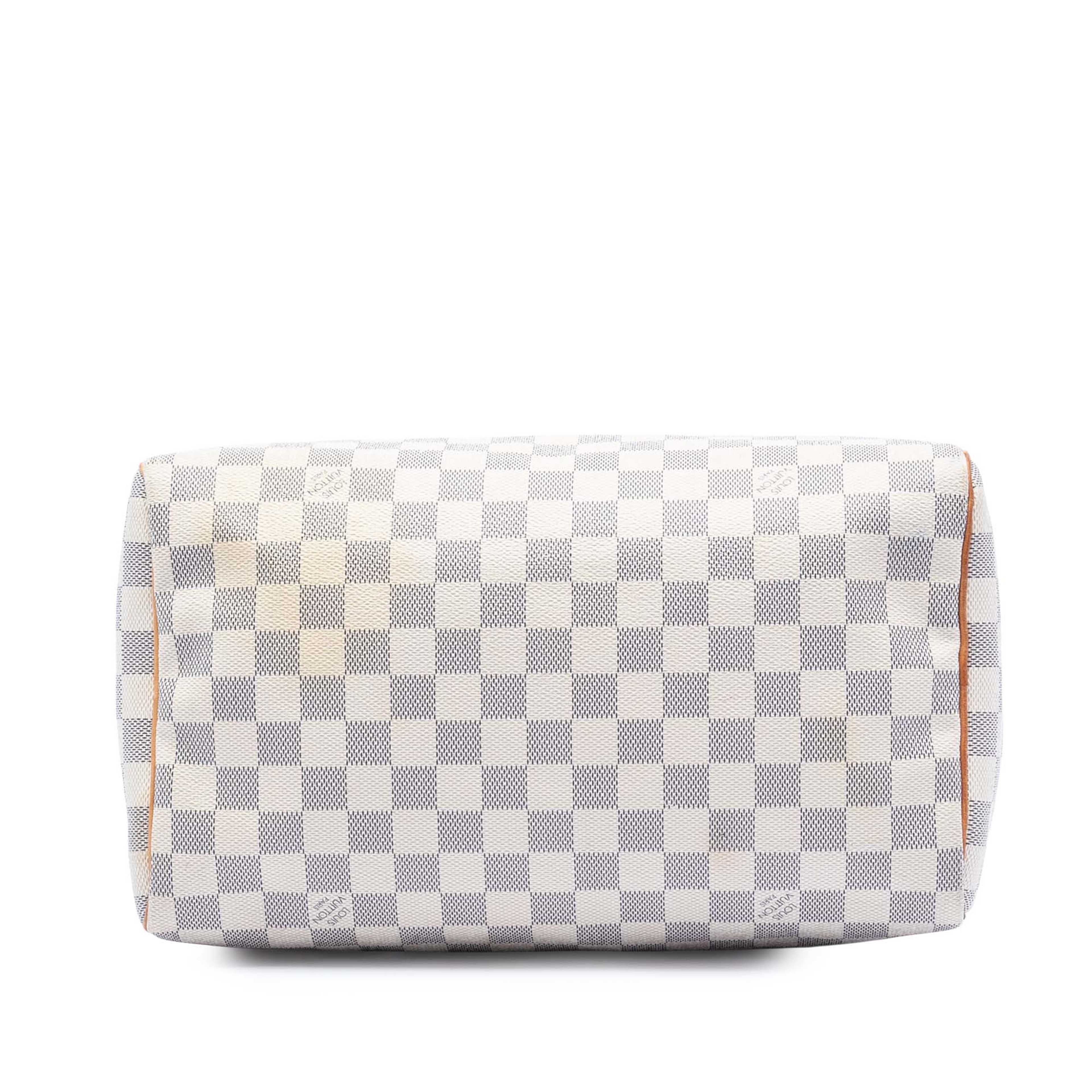 Louis Vuitton Damier Azur Speedy 30, från Luxclusif, i färgen white. Klicka för att öppna bilden i stort format
