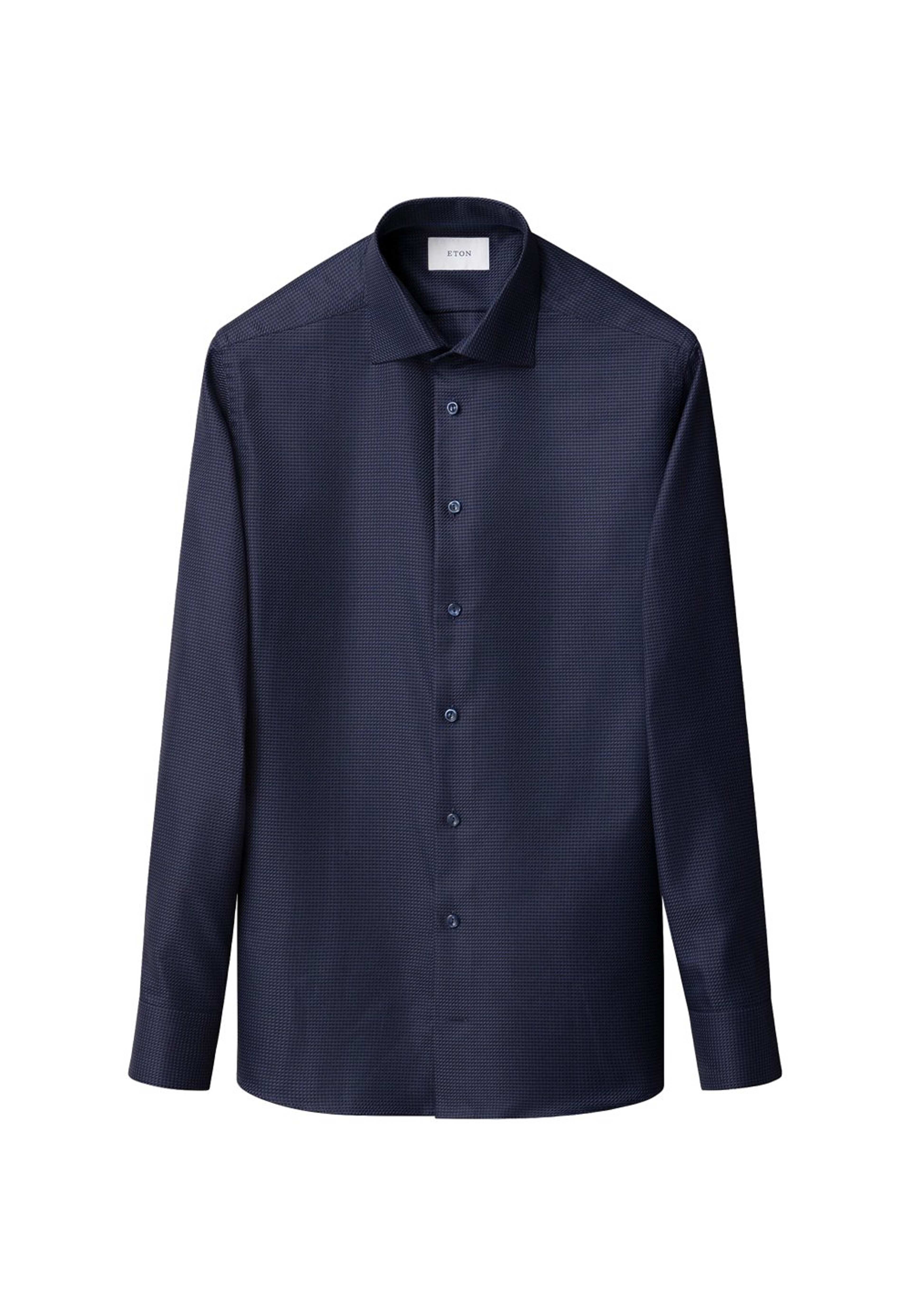 King Twill-skjorta Med Hundtandsmönster Slim Fit, från Eton, i färgen navy blue. Klicka för att öppna bilden i stort format