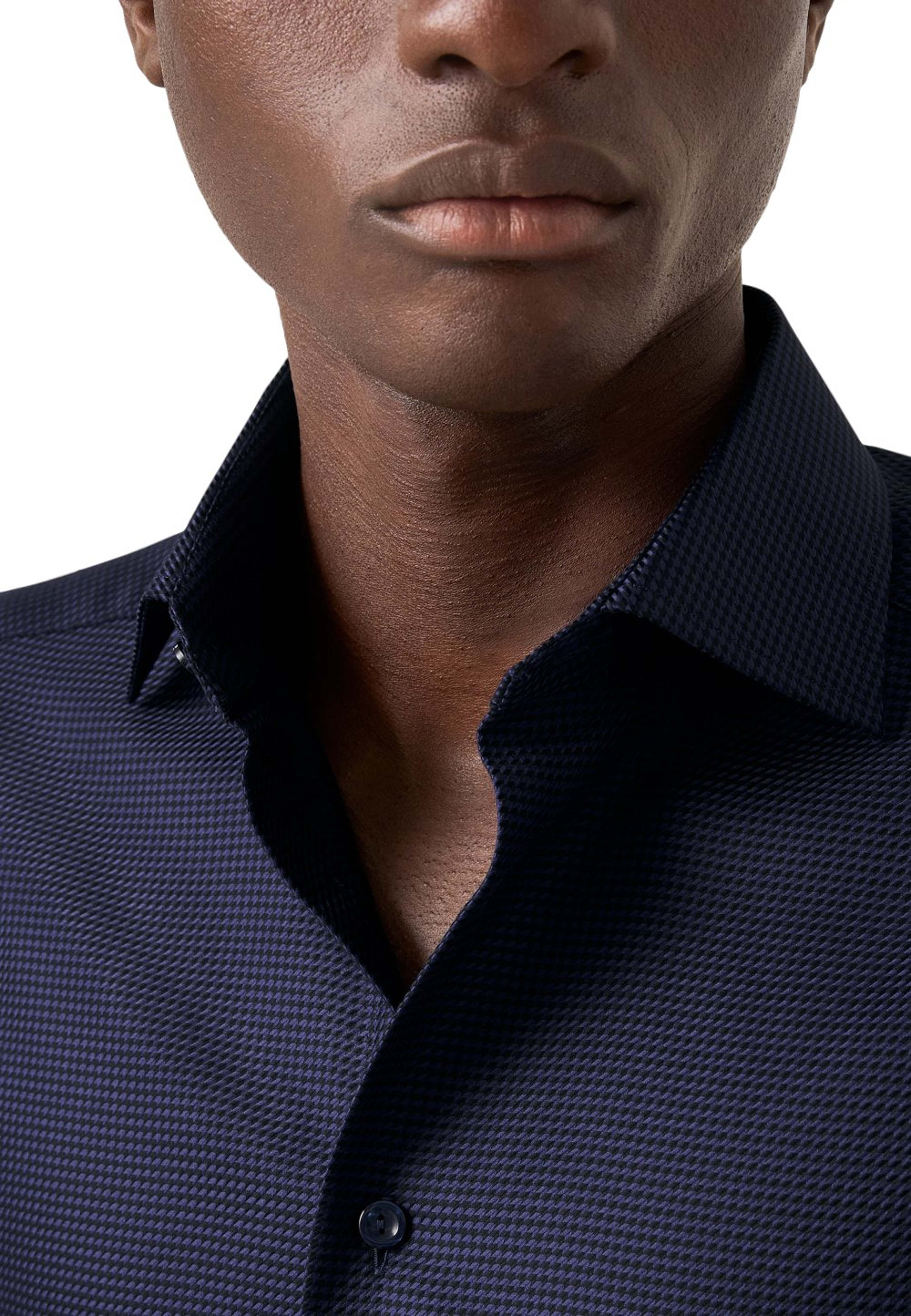 King Twill-skjorta Med Hundtandsmönster Slim Fit, från Eton, i färgen navy blue. Klicka för att öppna bilden i stort format