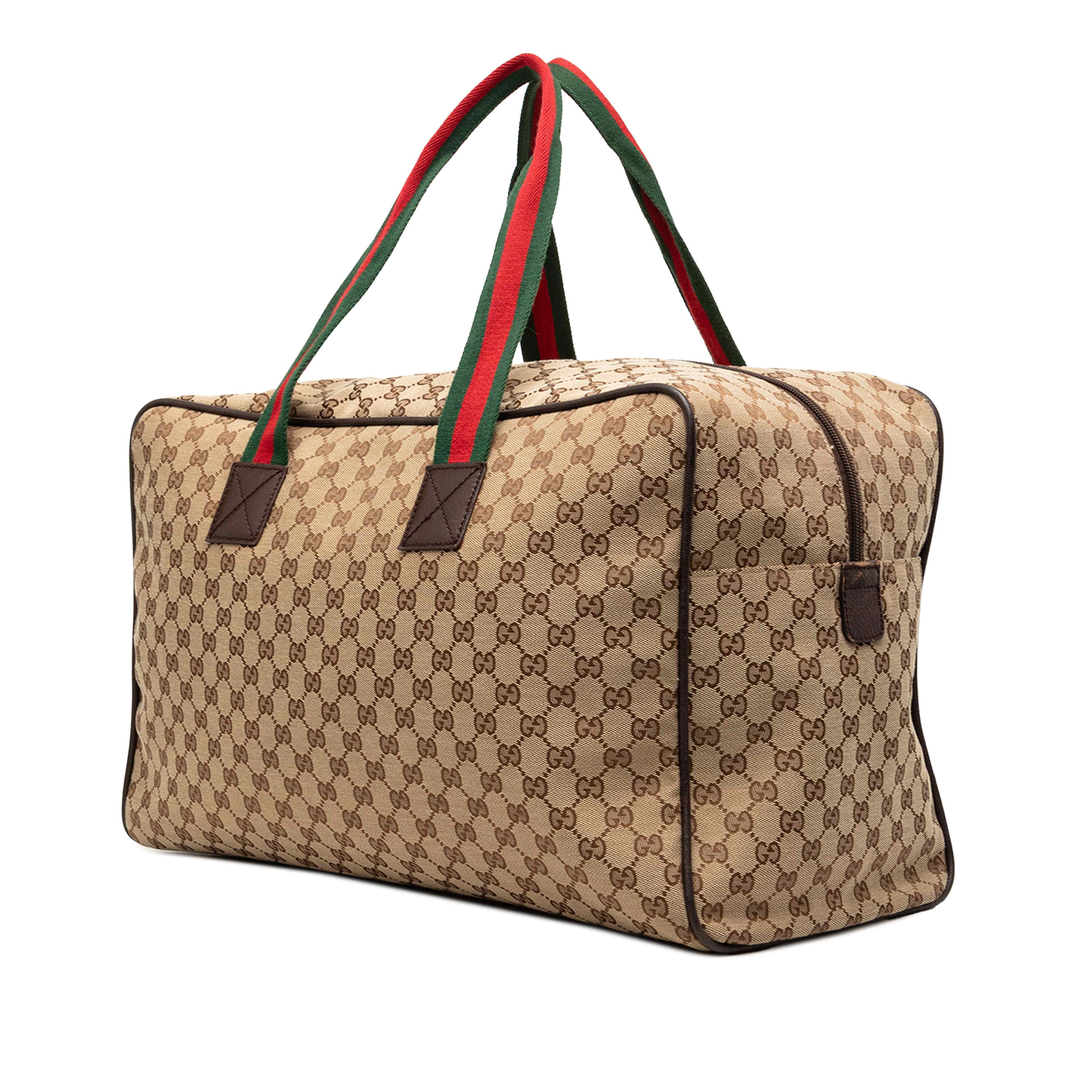 Gucci Gg Canvas Web Travel Bag, från Luxclusif, i färgen beige. Klicka för att öppna bilden i stort format