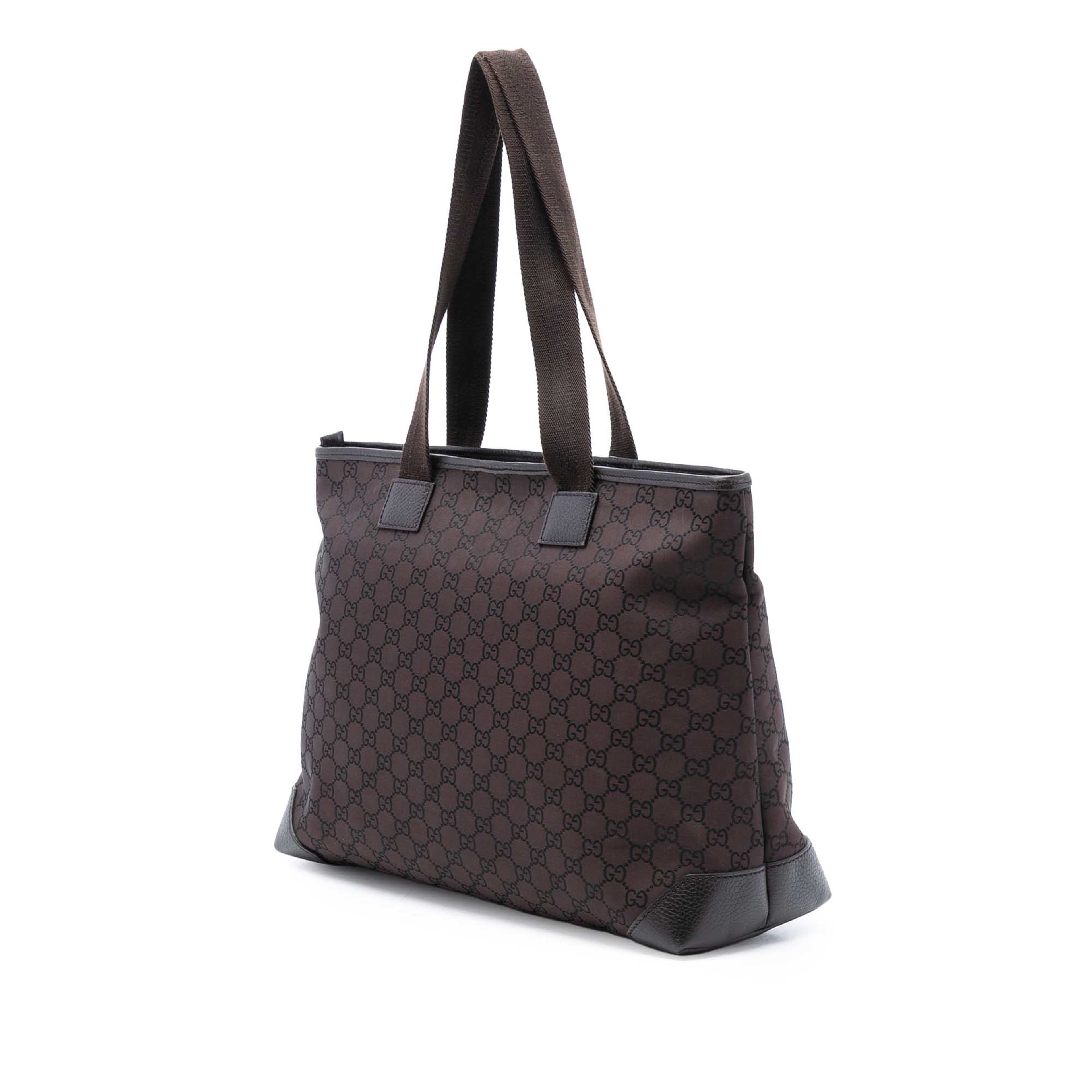 Gucci Gg Nylon Tote, från Luxclusif, i färgen dark brown. Klicka för att öppna bilden i stort format