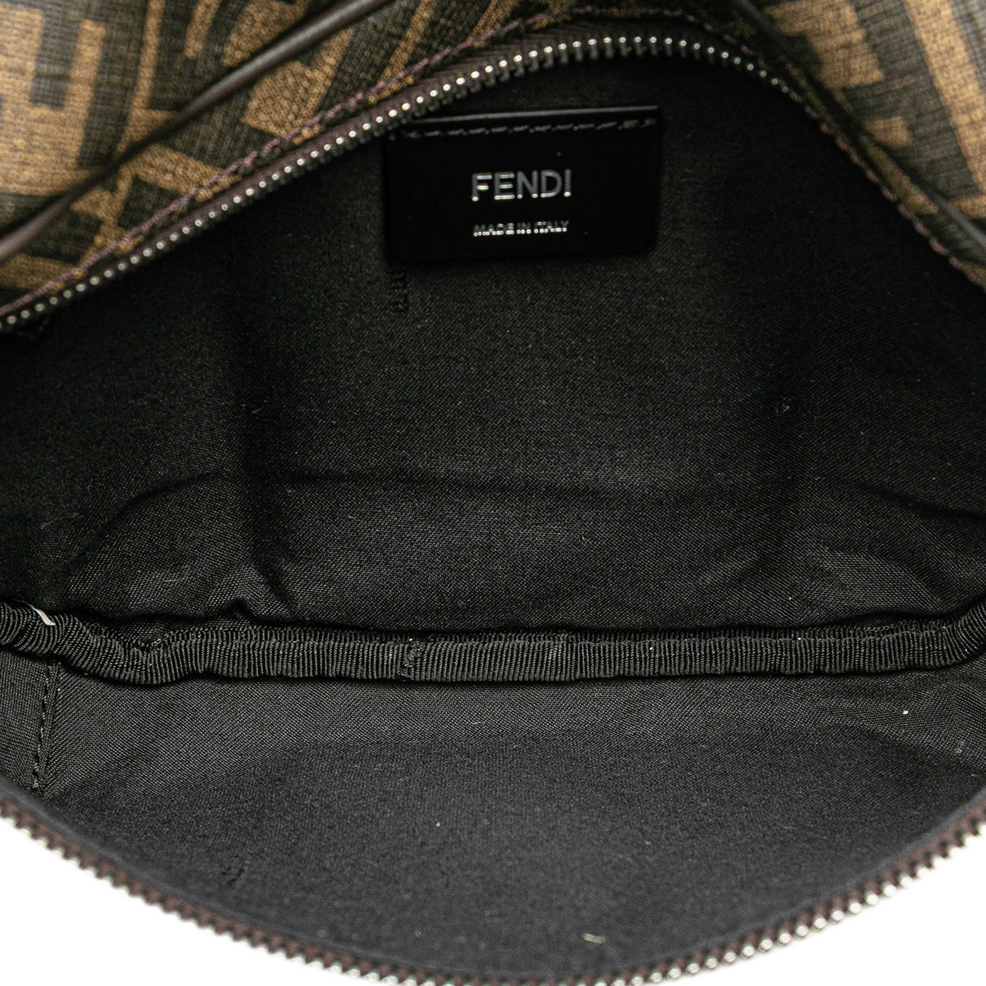 Fendi Shiny Glazed Fabric Vitello Cover Ff 1974 Logo Belt Bag