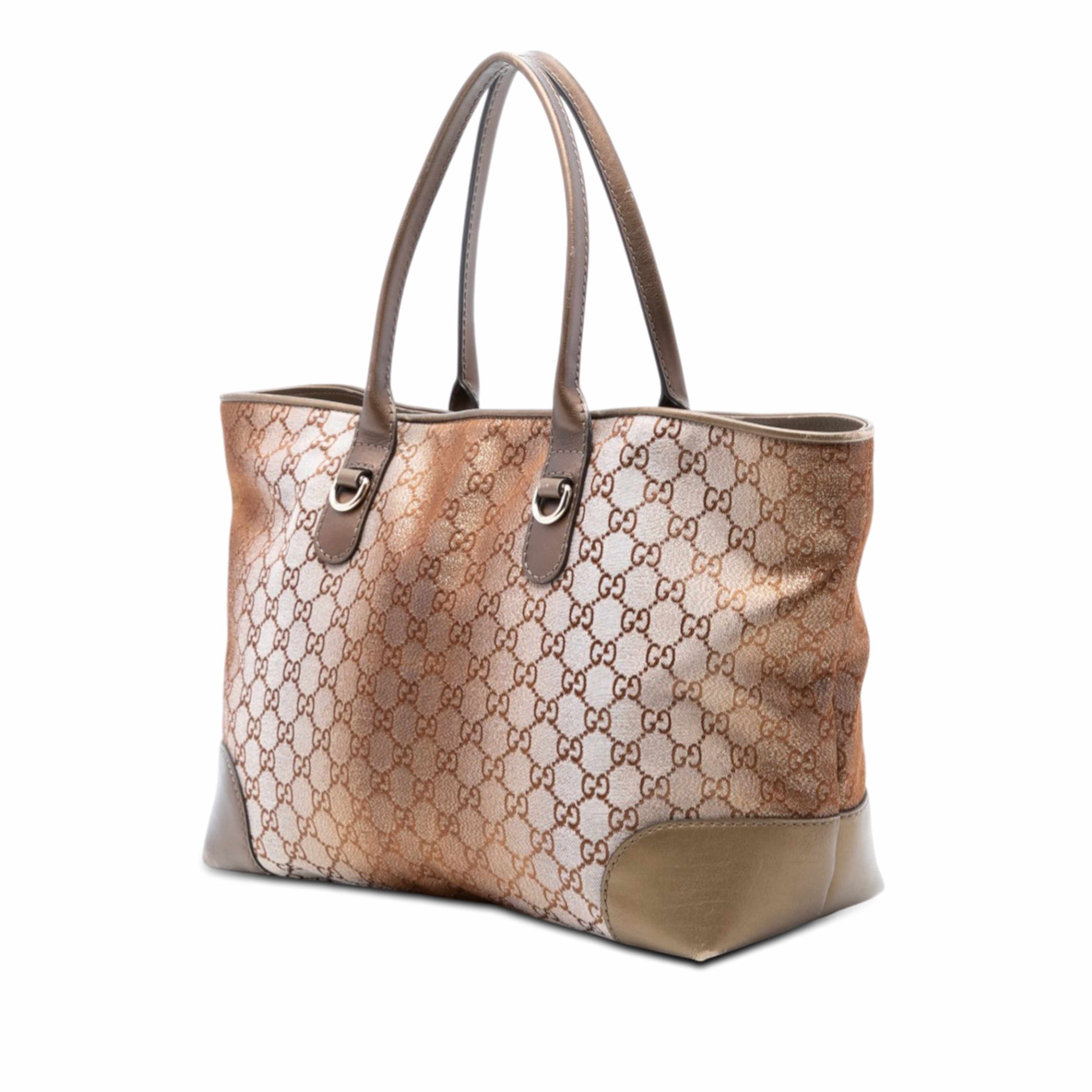 Gucci Gg Lurex Heart Bit Tote, från Luxclusif, i färgen brun. Klicka för att öppna bilden i stort format