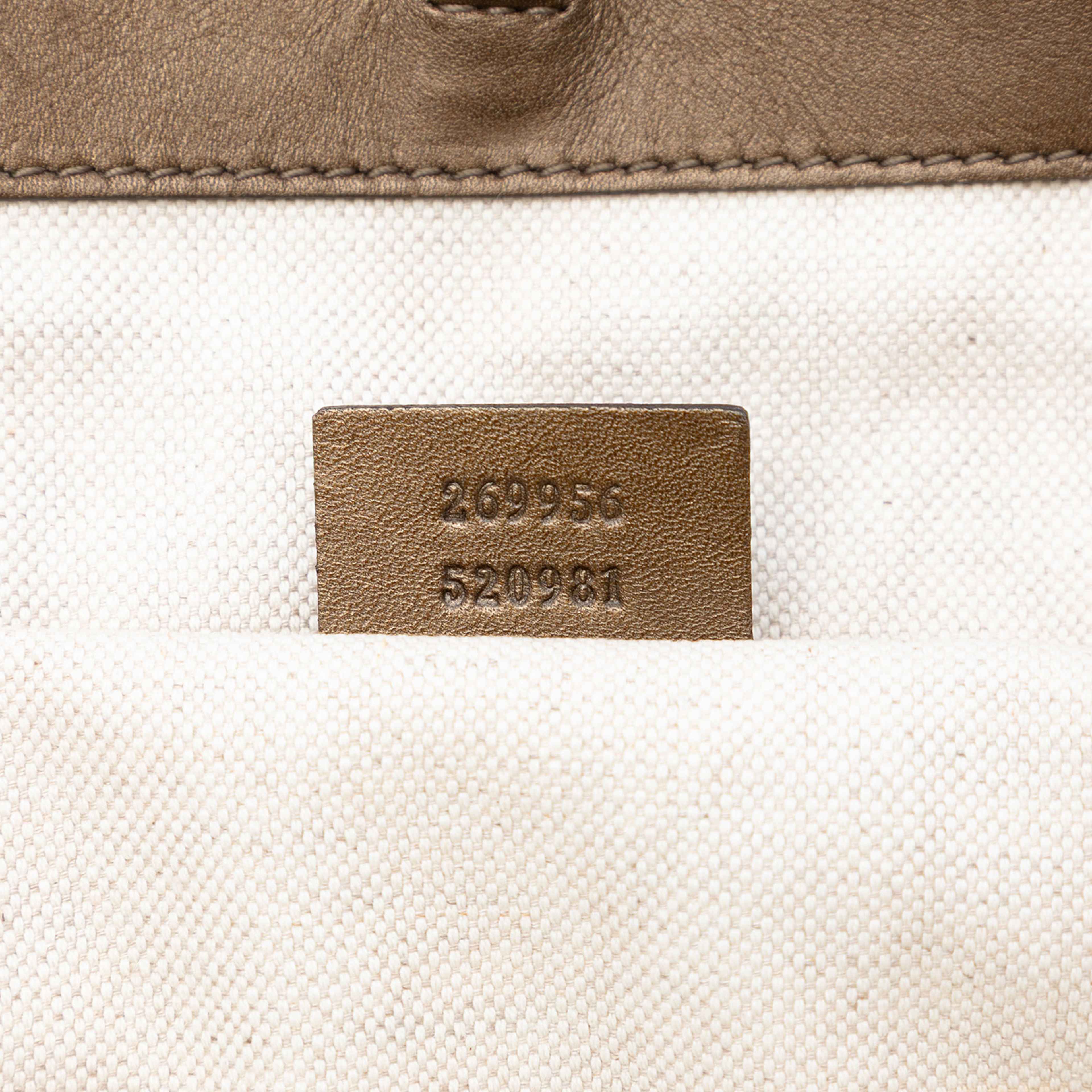 Gucci Gg Lurex Heart Bit Tote, från Luxclusif, i färgen bronze. Klicka för att öppna bilden i stort format