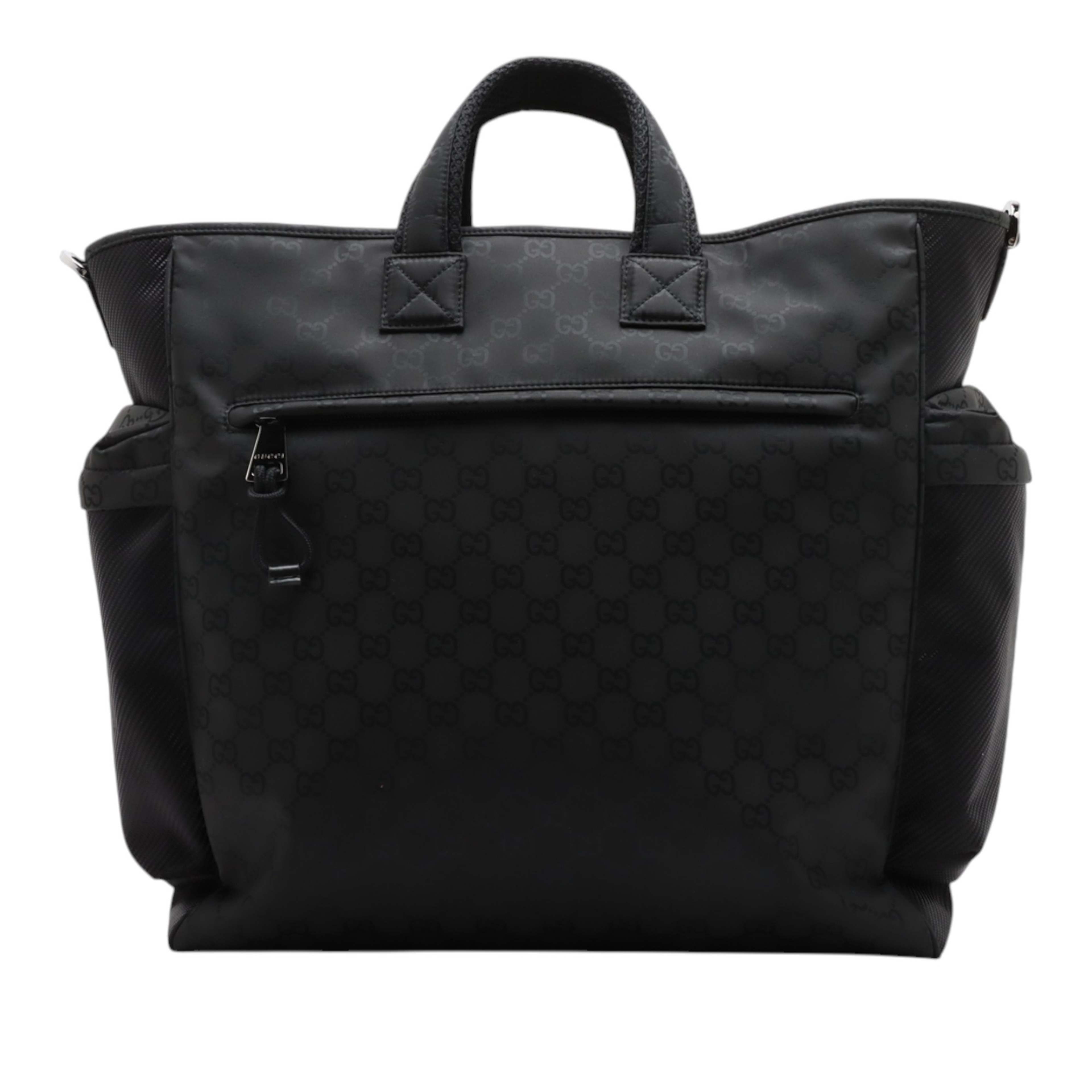 Gucci Large Gg Nylon Nexus Satchel, från Luxclusif, i färgen svart. Klicka för att öppna bilden i stort format
