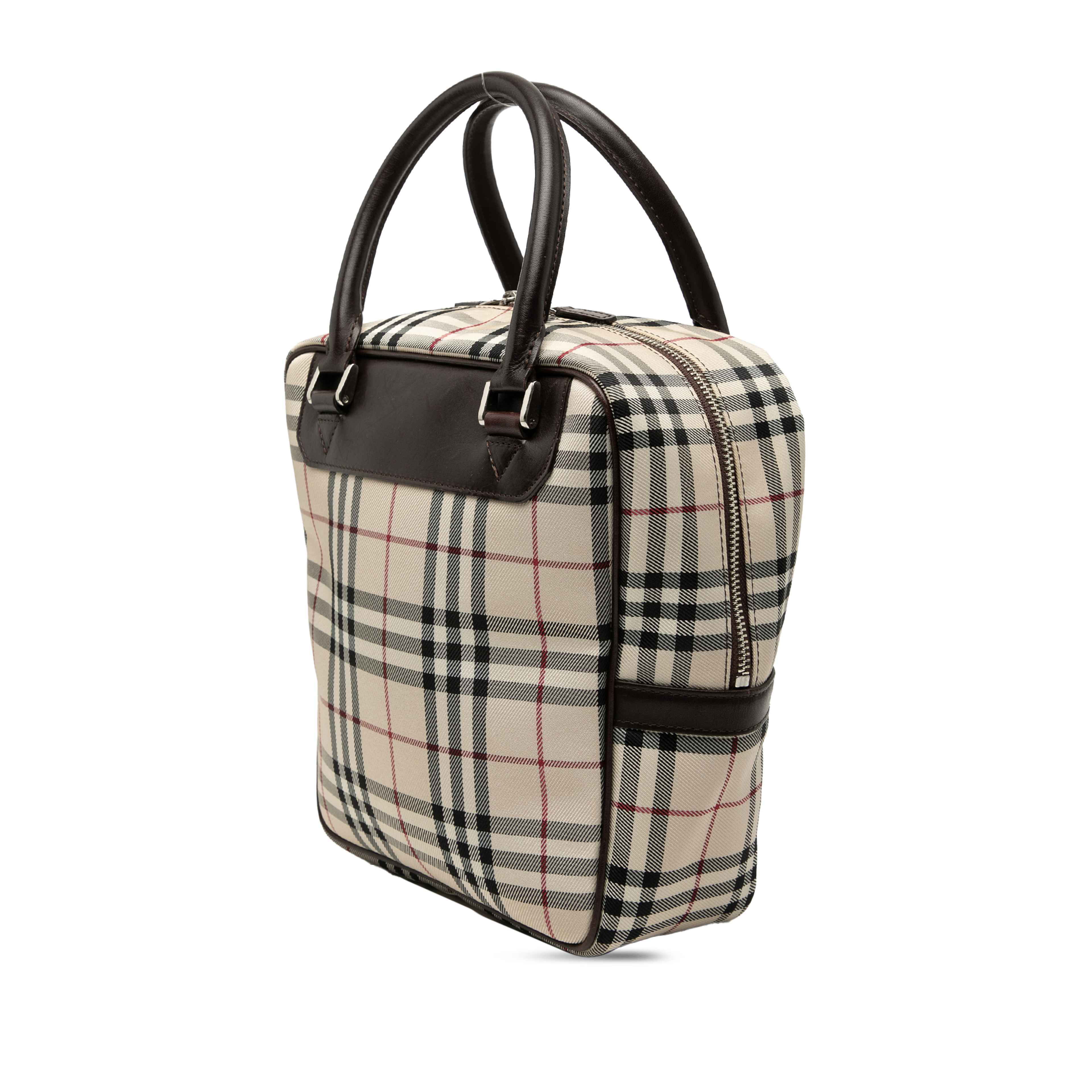 Burberry House Check Canvas Handbag, från Luxclusif, i färgen beige. Klicka för att öppna bilden i stort format