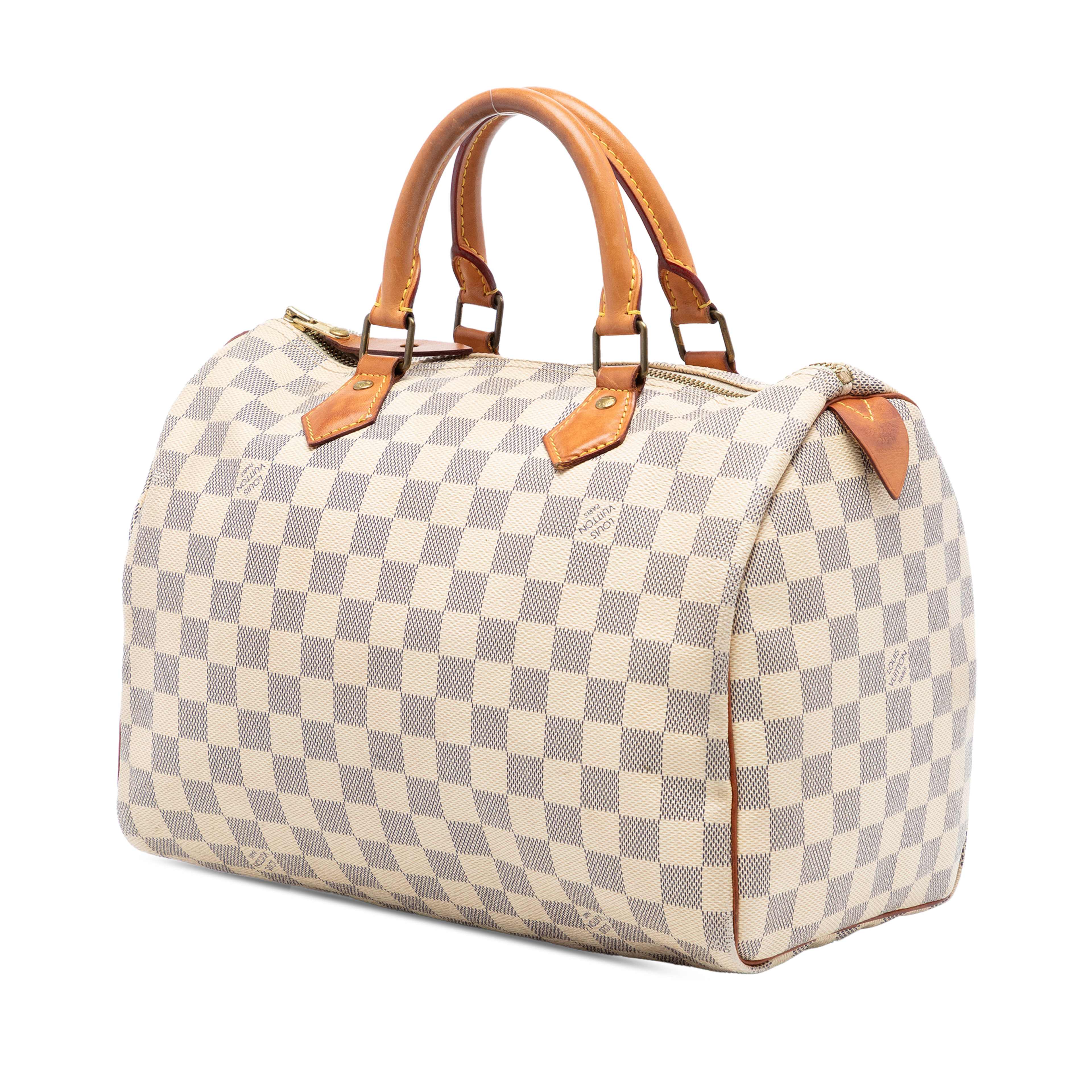 Louis Vuitton Damier Azur Speedy 30, från Luxclusif, i färgen white. Klicka för att öppna bilden i stort format