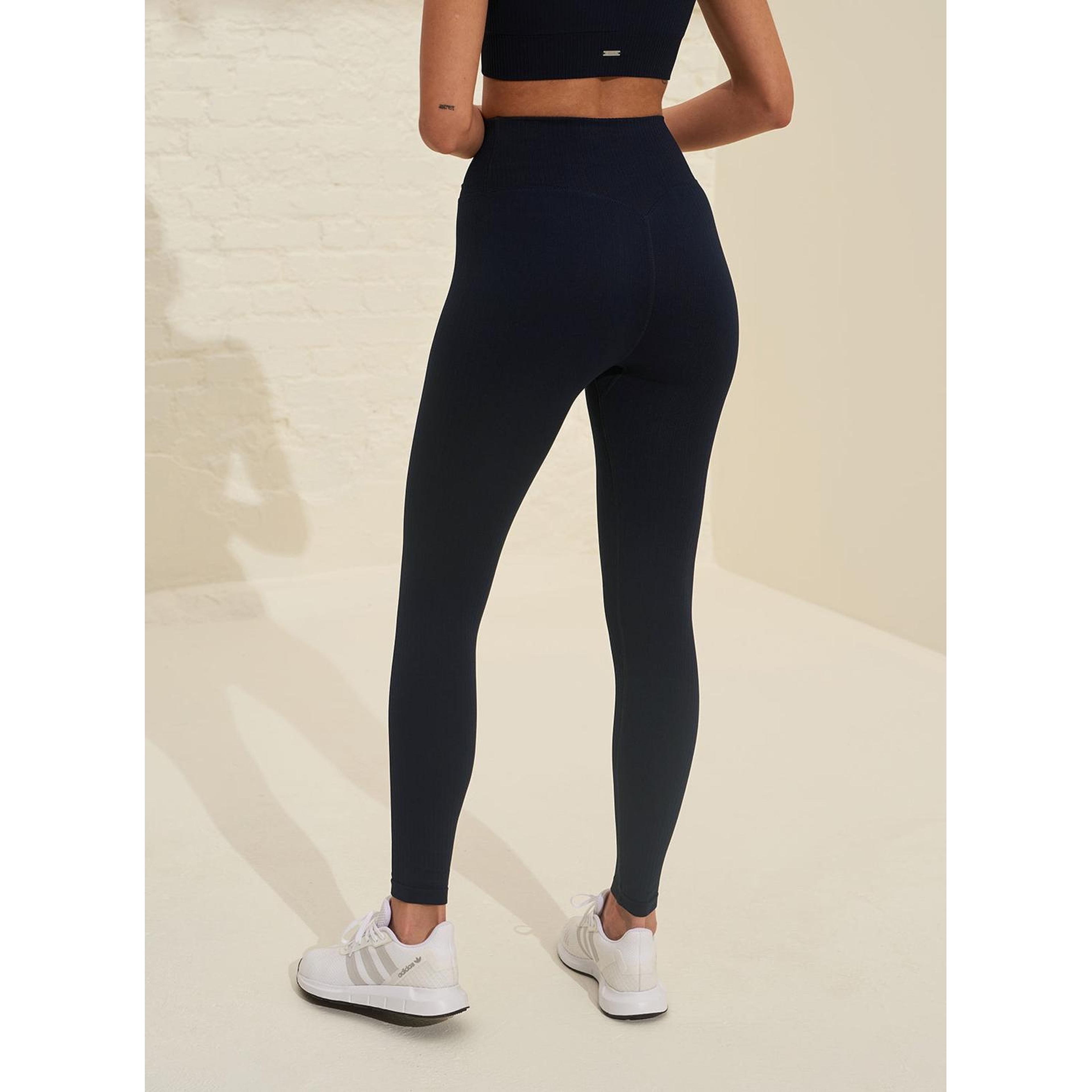Navy Ribbed Seamless Tights