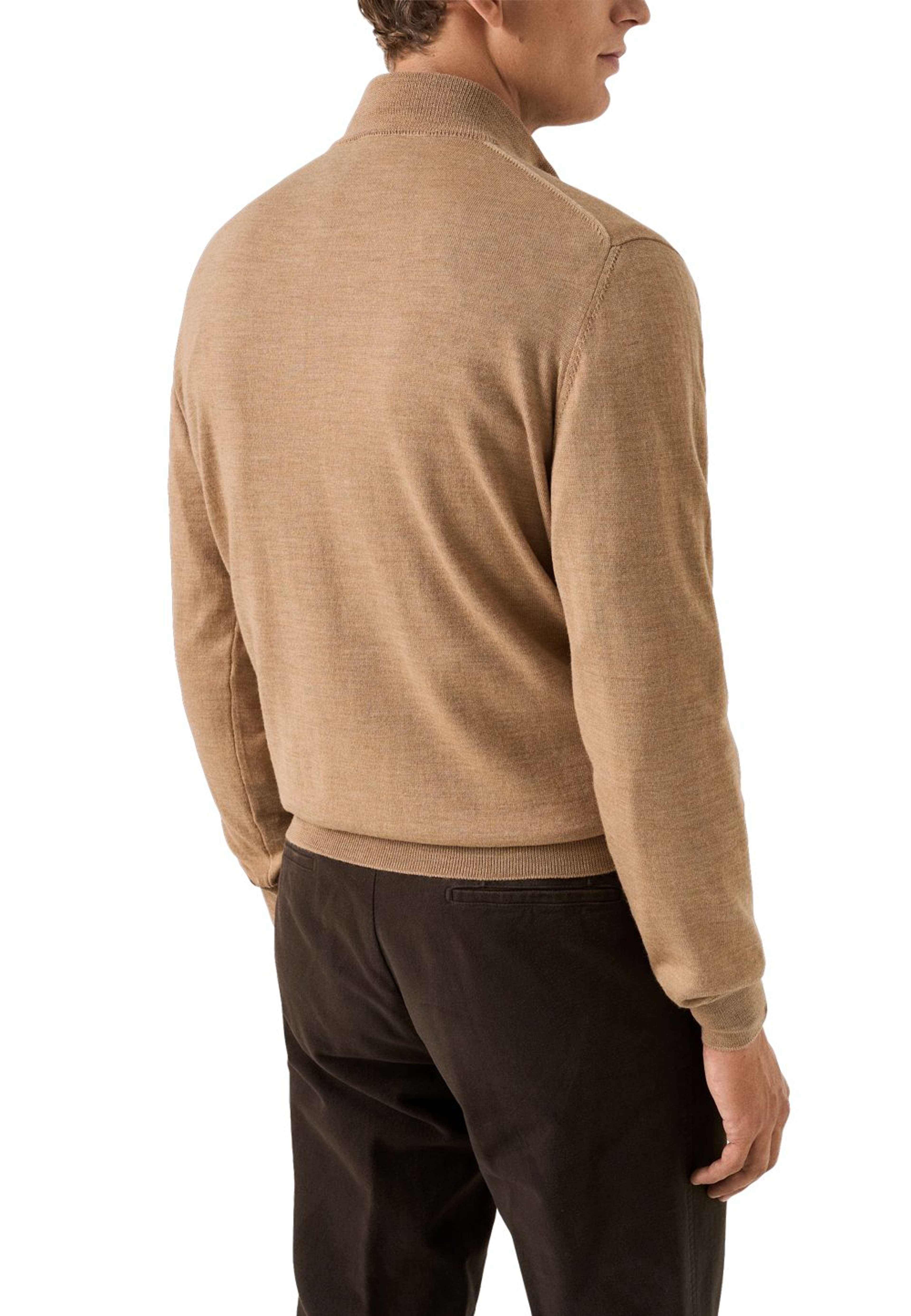 Finstickad Polotröja Med Quarter Zip, från Eton, i färgen yellow. Klicka för att öppna bilden i stort format