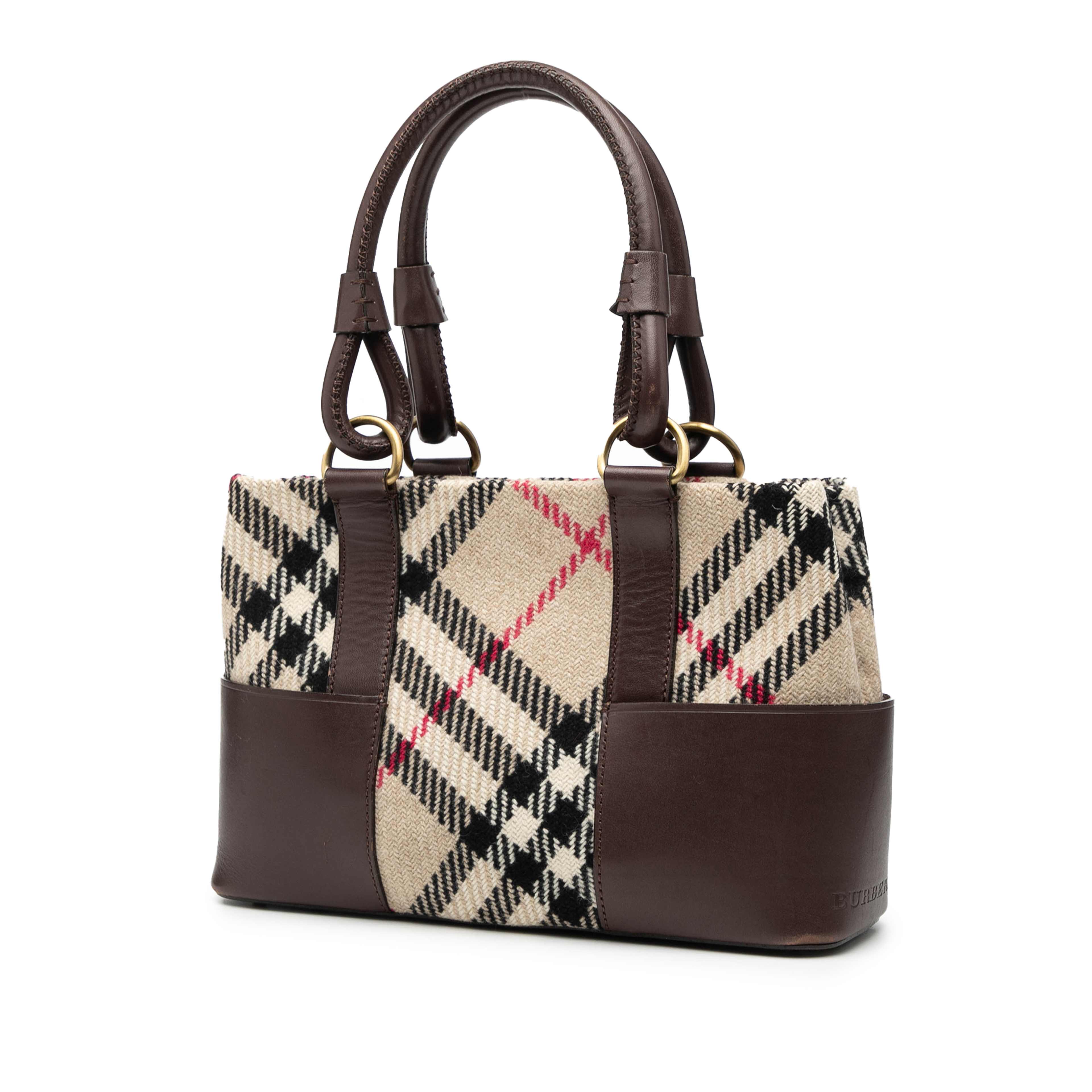 Burberry Supernova Check Wool Tote, från Luxclusif, i färgen beige. Klicka för att öppna bilden i stort format