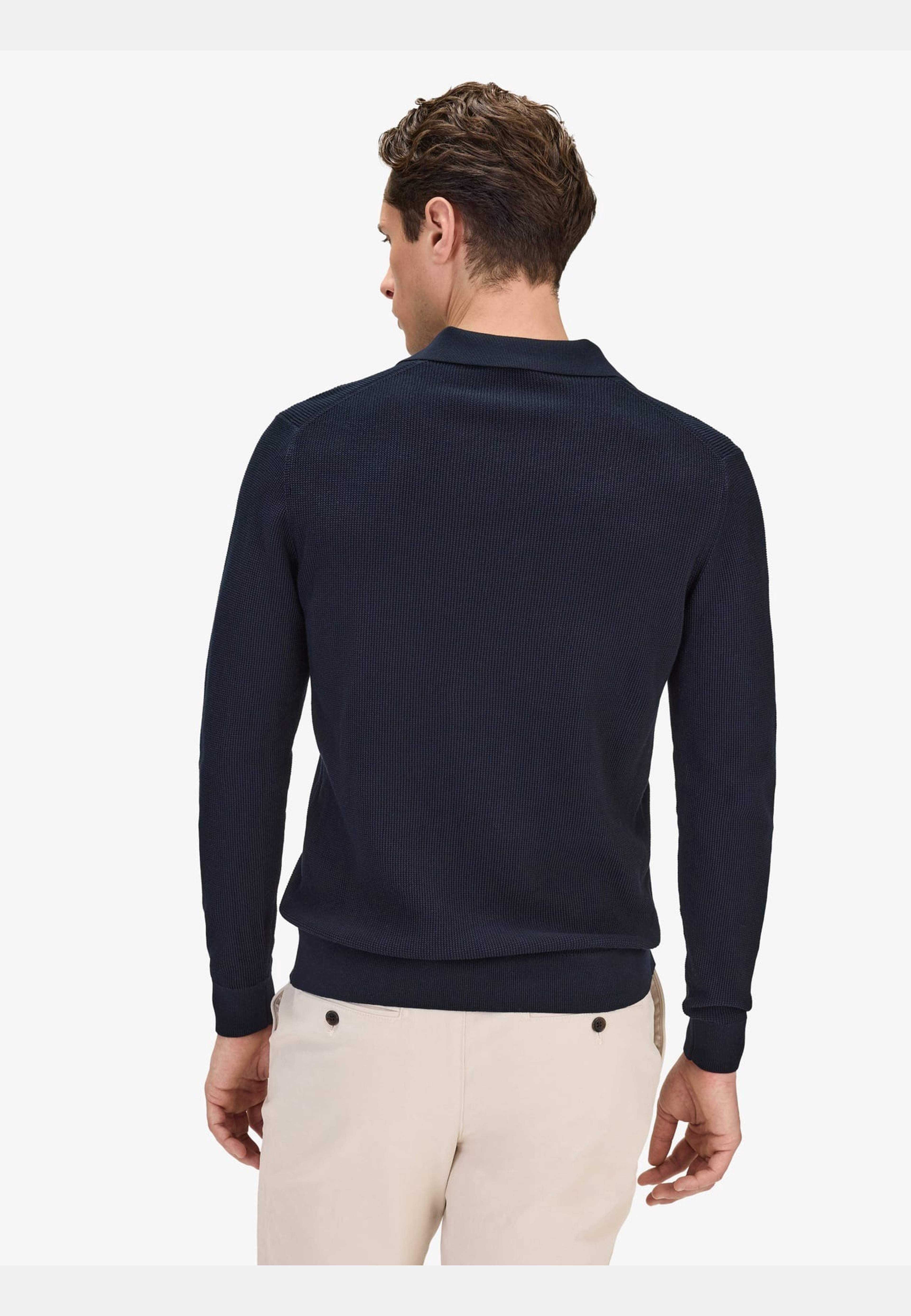 Cotton Texture Knitted L/s Polo Sweater (pavel), från John Henric, i färgen navy blue. Klicka för att öppna bilden i stort format