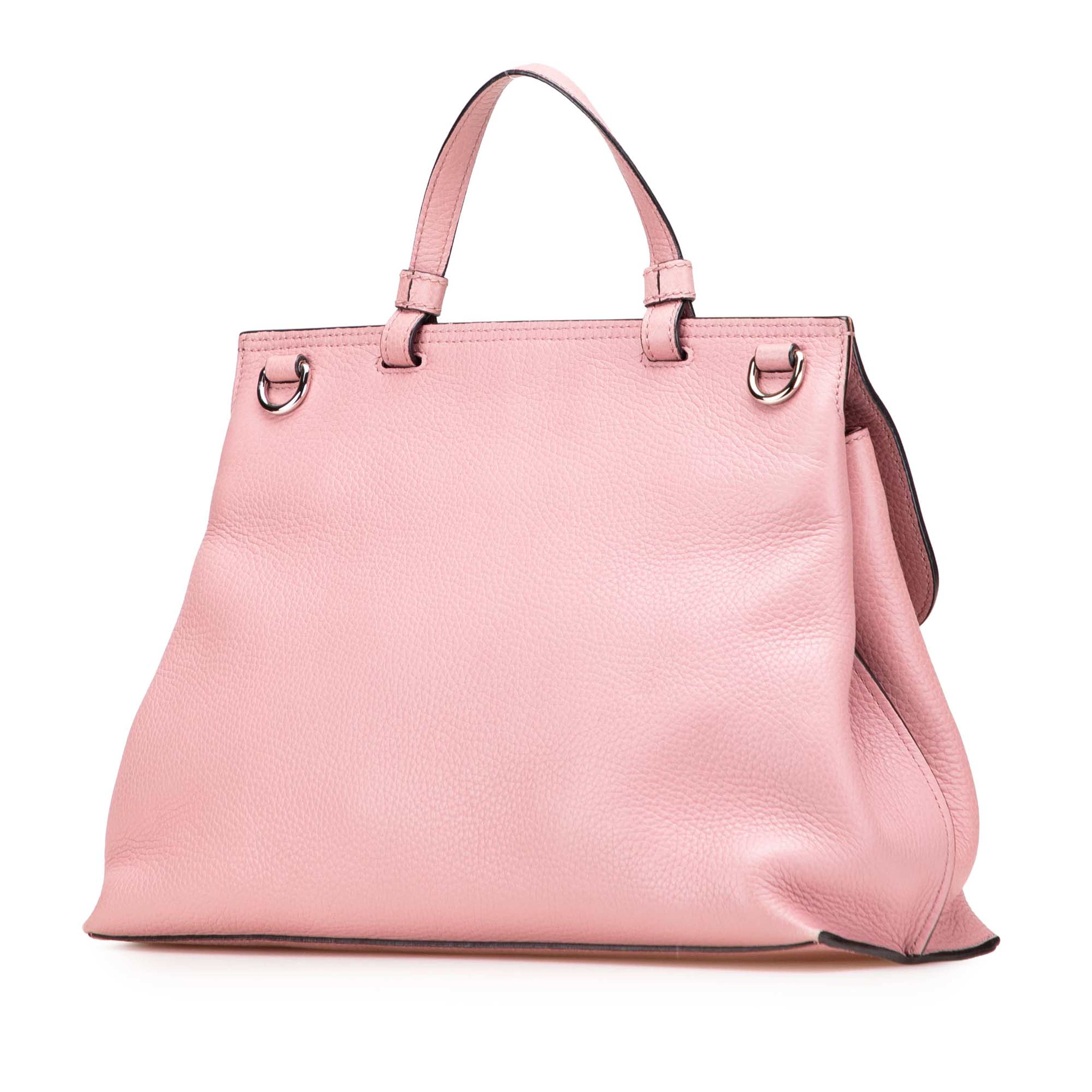 Gucci Medium Leather Bamboo Daily Satchel, från Luxclusif, i färgen pink. Klicka för att öppna bilden i stort format