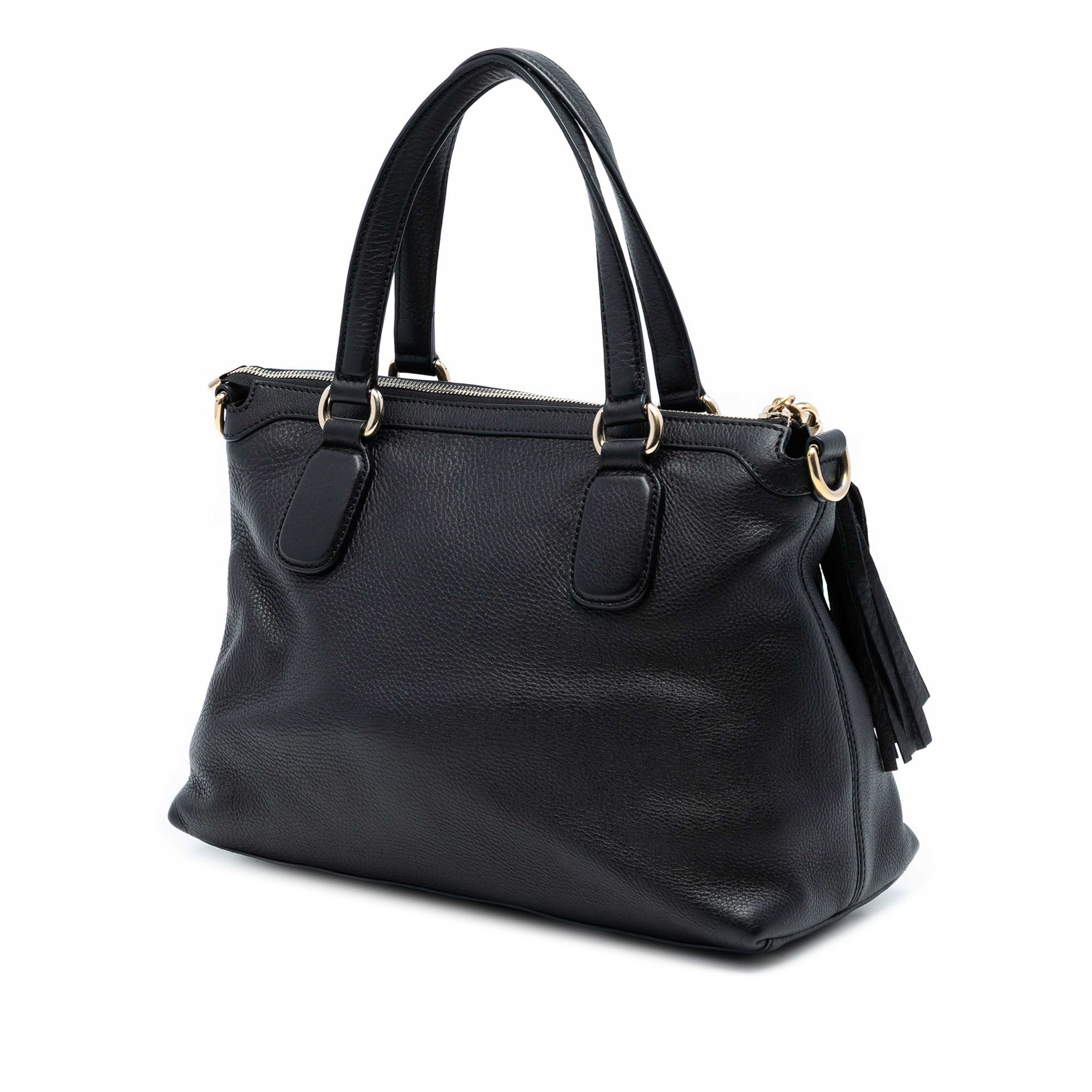 Gucci Small Leather Soho Working Satchel, från Luxclusif, i färgen black. Klicka för att öppna bilden i stort format