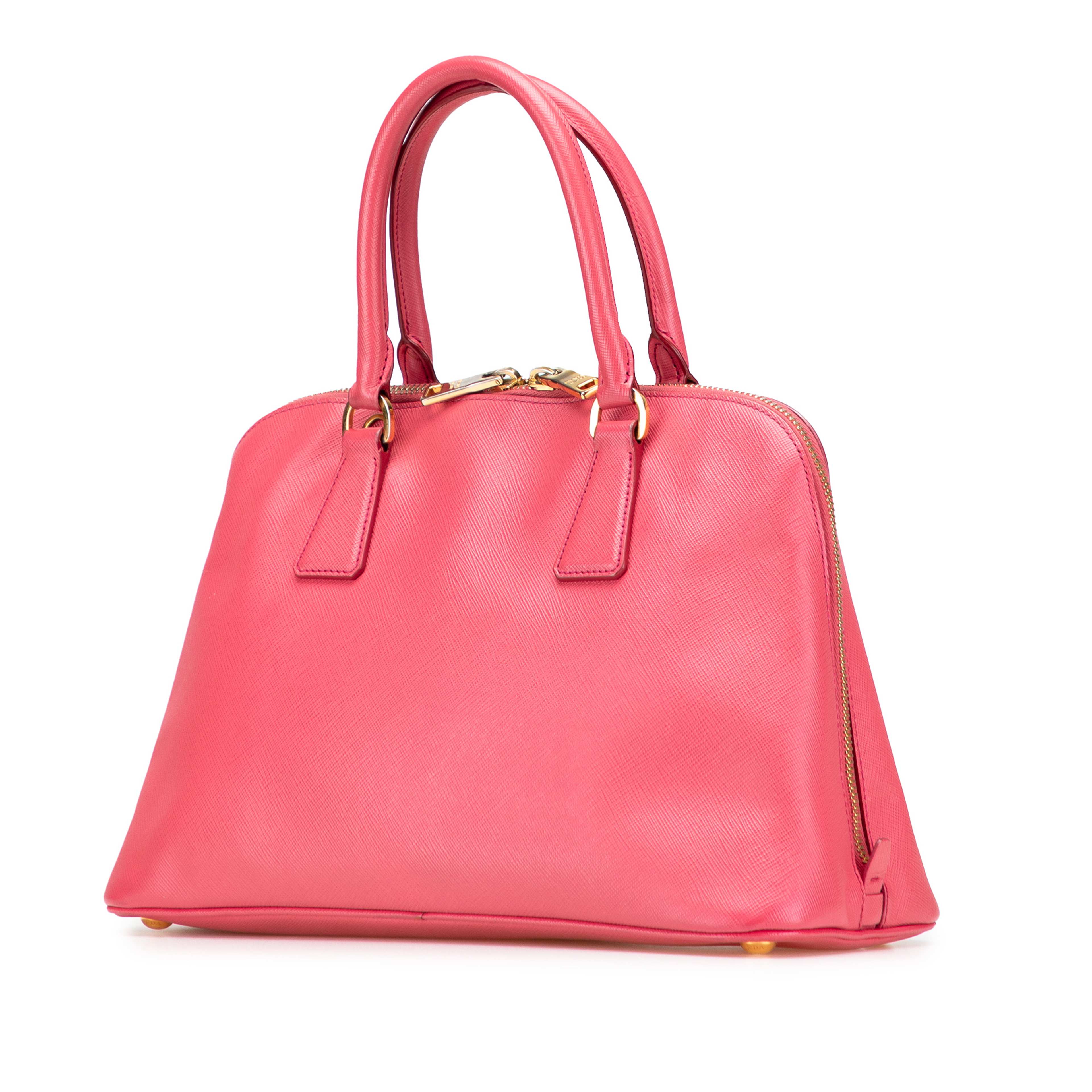 Prada Medium Saffiano Lux Promenade Satchel, från Luxclusif, i färgen pink. Klicka för att öppna bilden i stort format