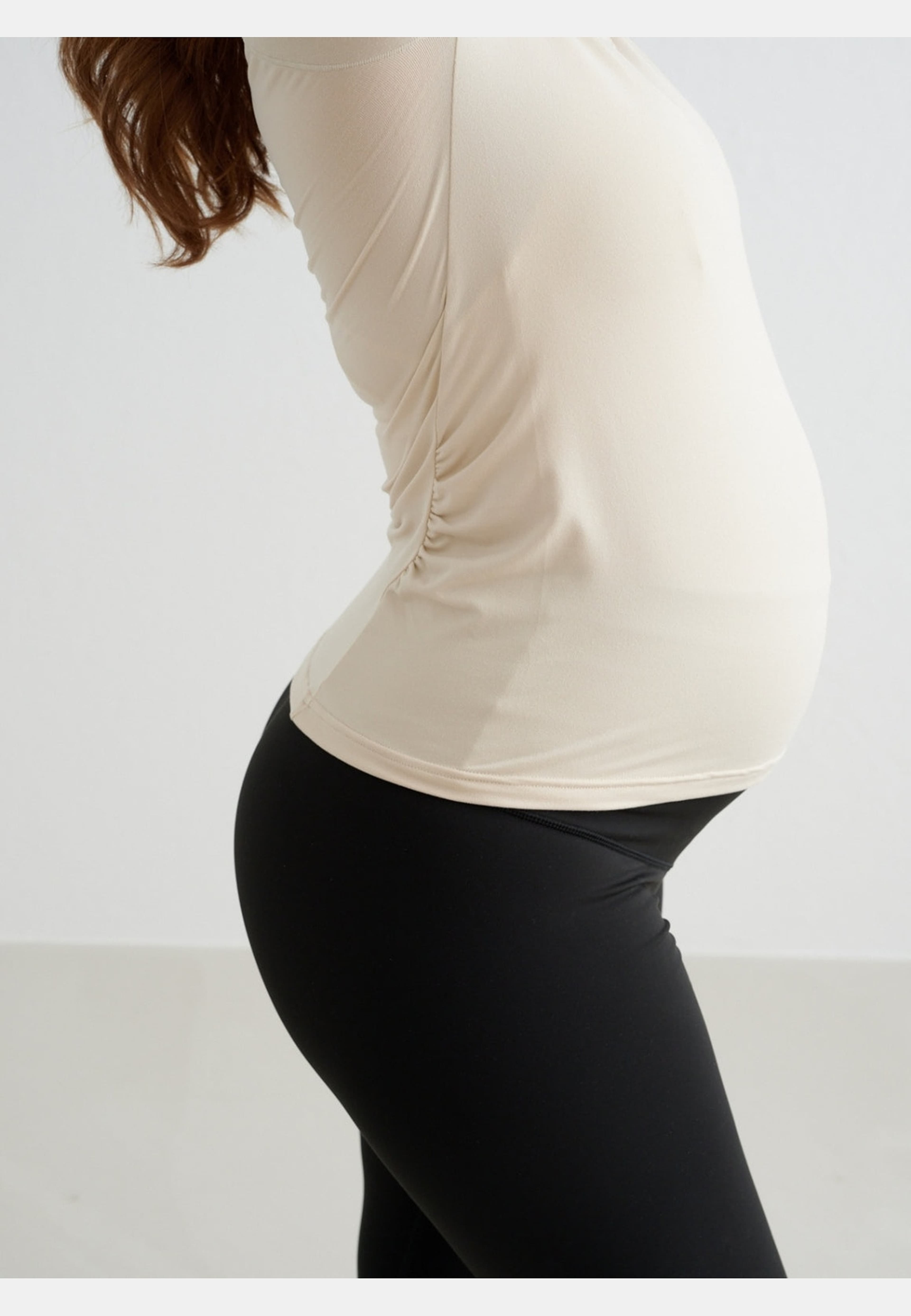 Café Au Lait Soft Basic Maternity Long Sleeve