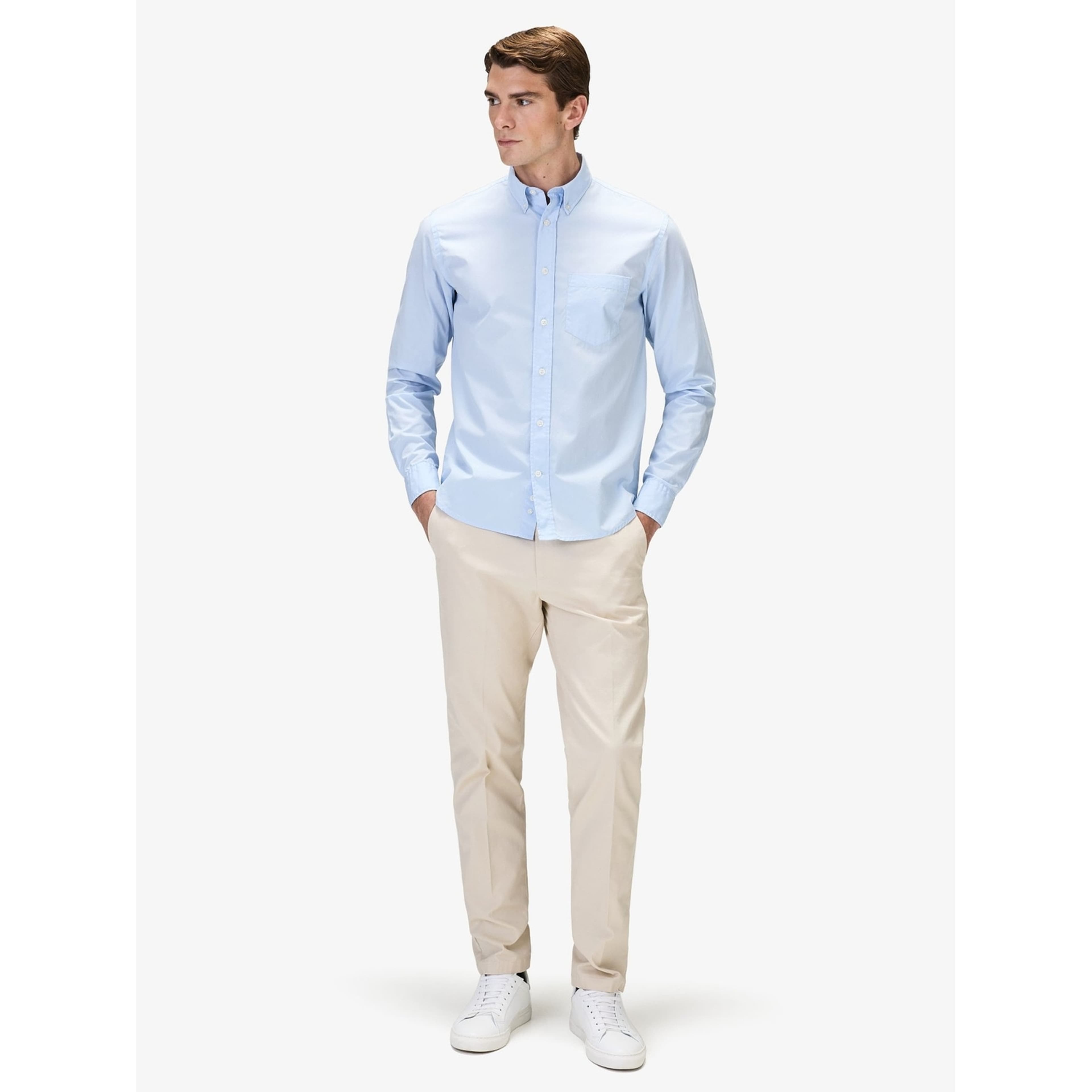 Cotton Poplin Solid Casual Shirt (mylan), från John Henric, i färgen blue. Klicka för att öppna bilden i stort format