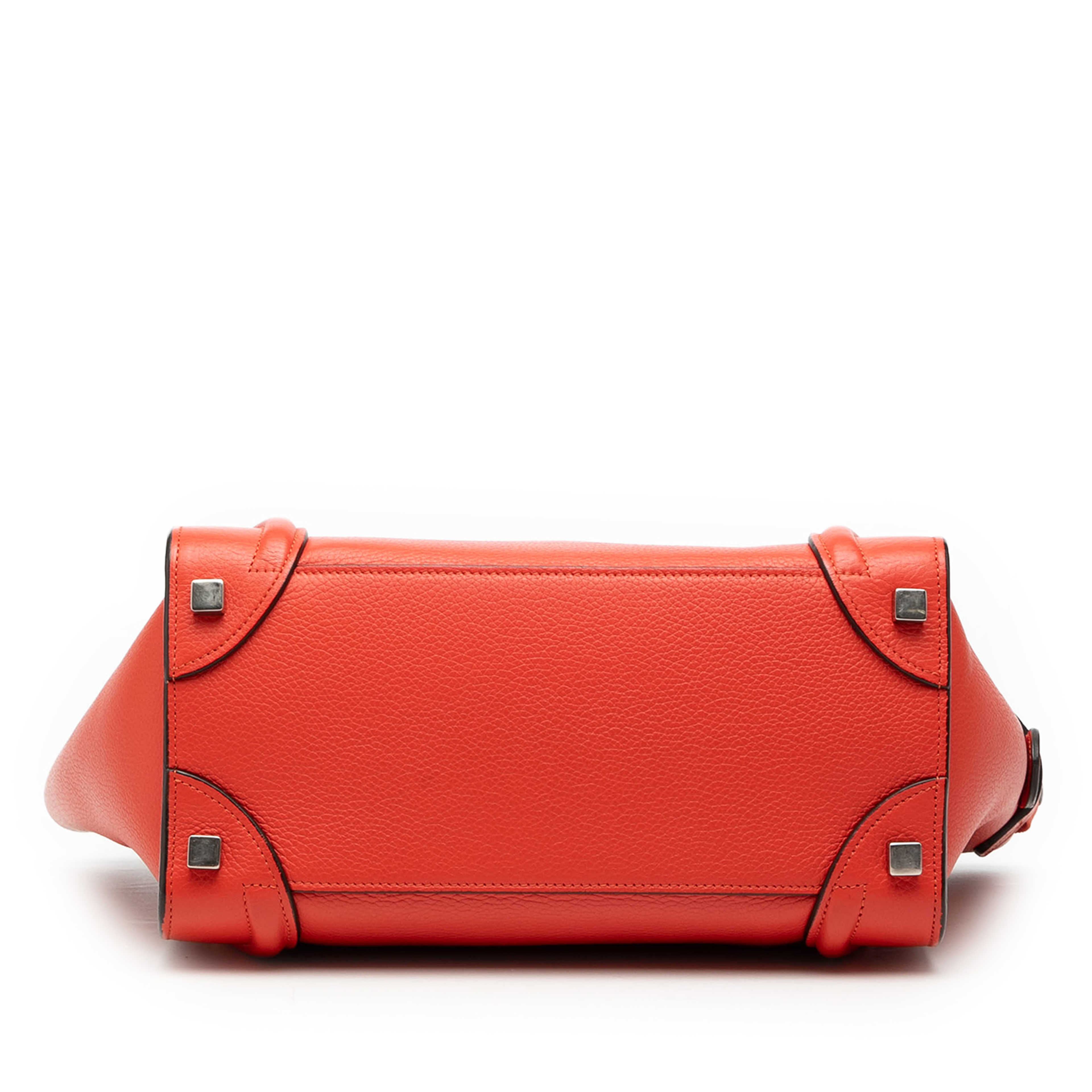 Celine Micro Leather Luggage Tote, från Luxclusif, i färgen orange. Klicka för att öppna bilden i stort format