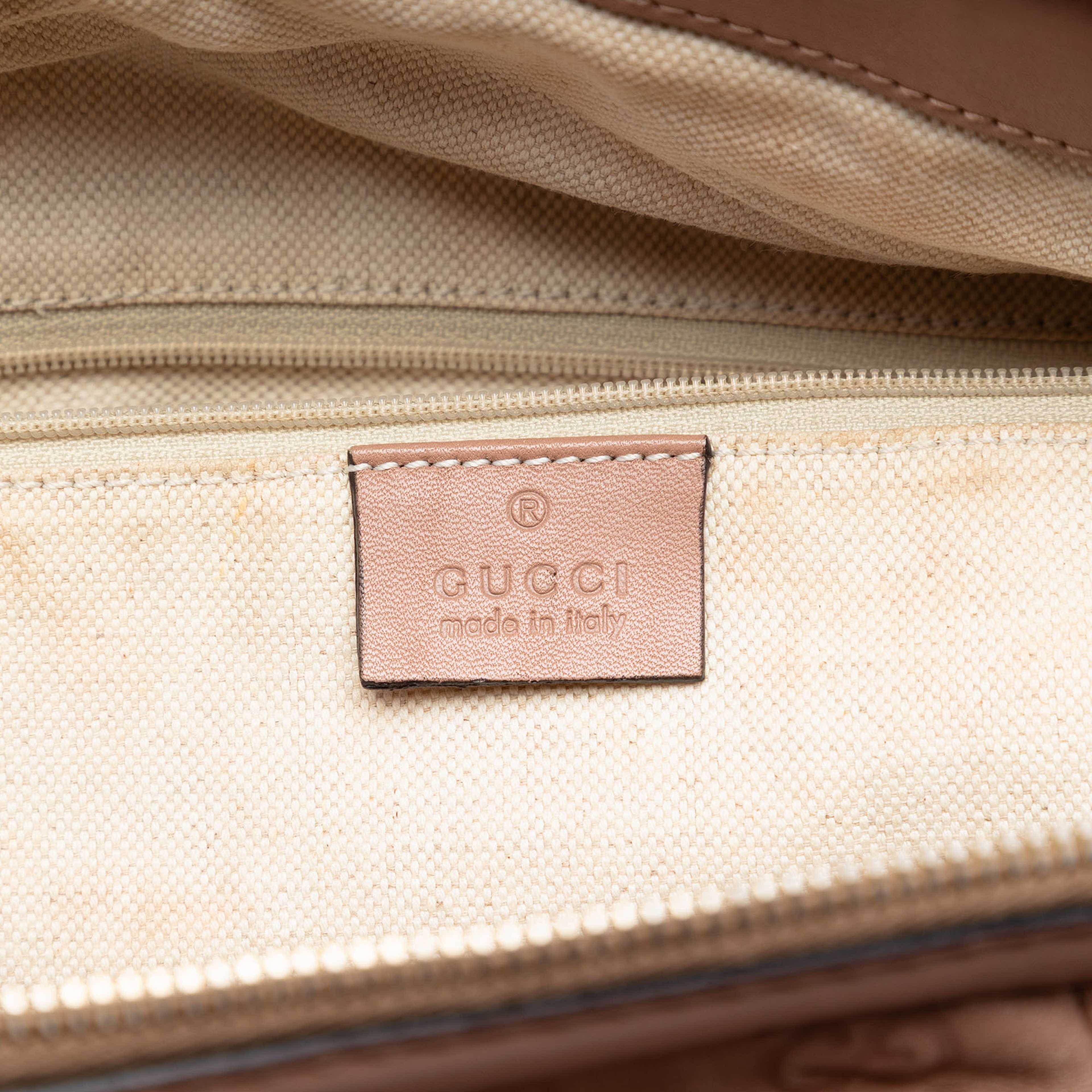 Gucci Guccissima Sukey Satchel, från Luxclusif, i färgen pink. Klicka för att öppna bilden i stort format