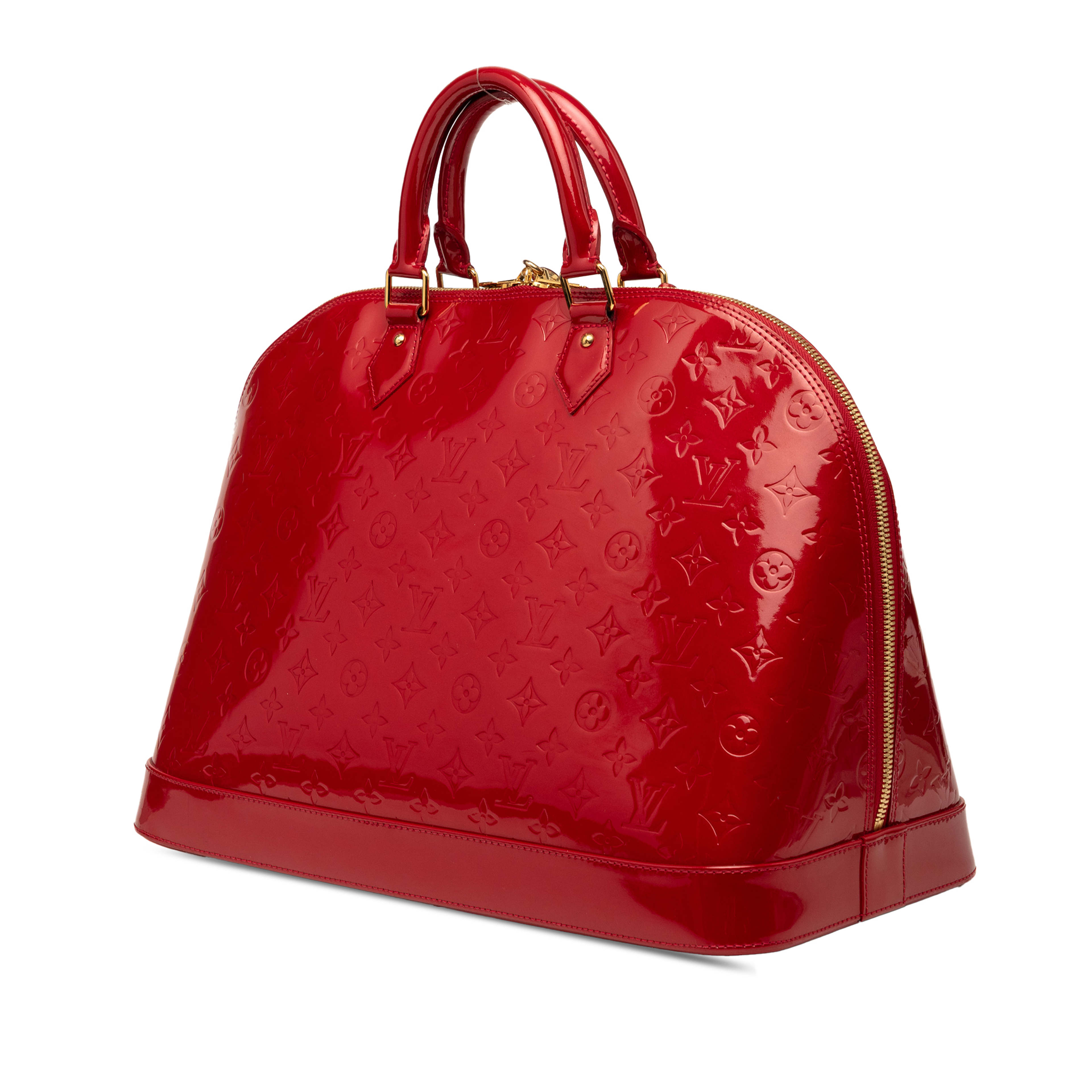 Louis Vuitton Monogram Vernis Alma Gm, från Luxclusif, i färgen röd. Klicka för att öppna bilden i stort format