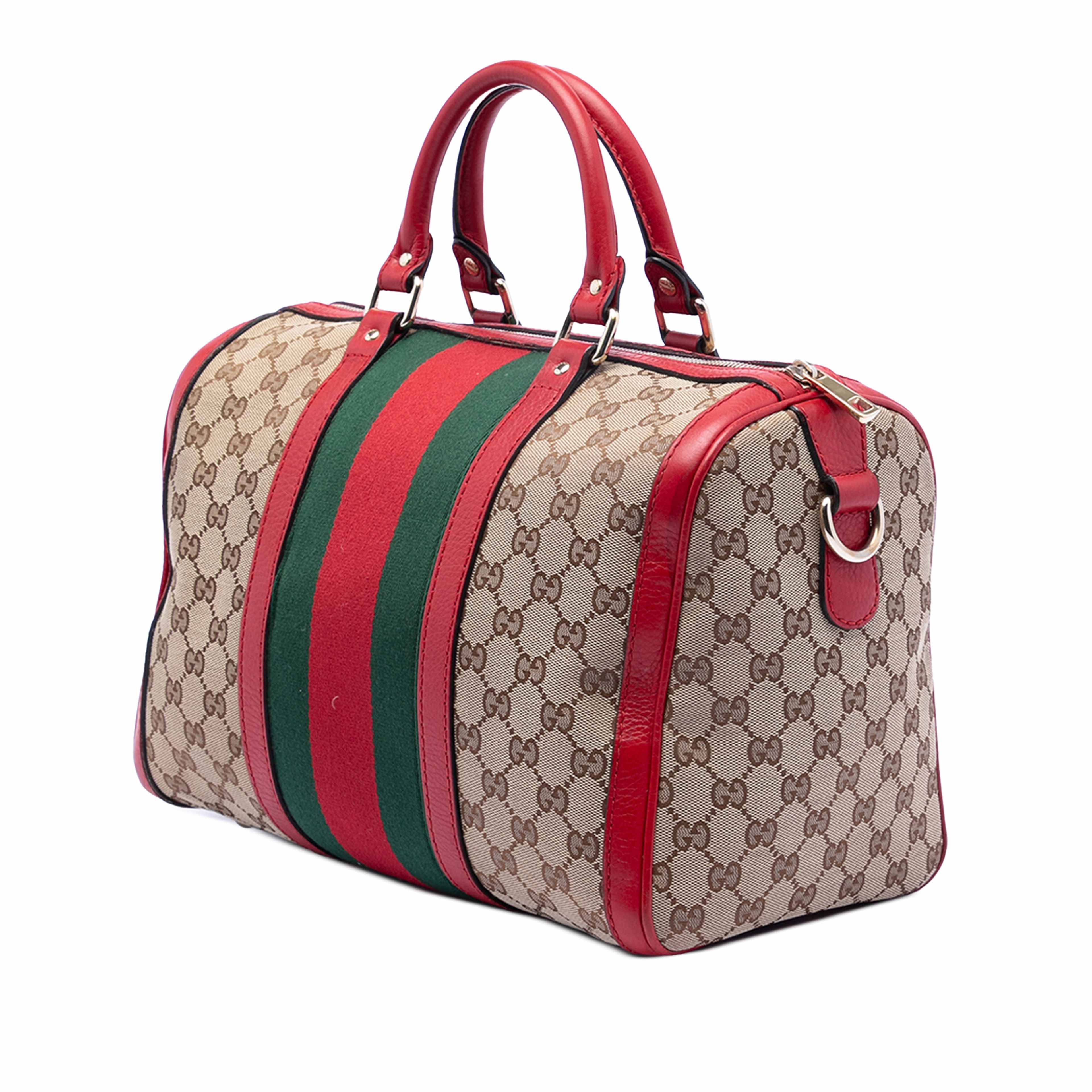 Gucci Medium Gg Canvas Web Joy Boston Bag, från Luxclusif, i färgen beige. Klicka för att öppna bilden i stort format