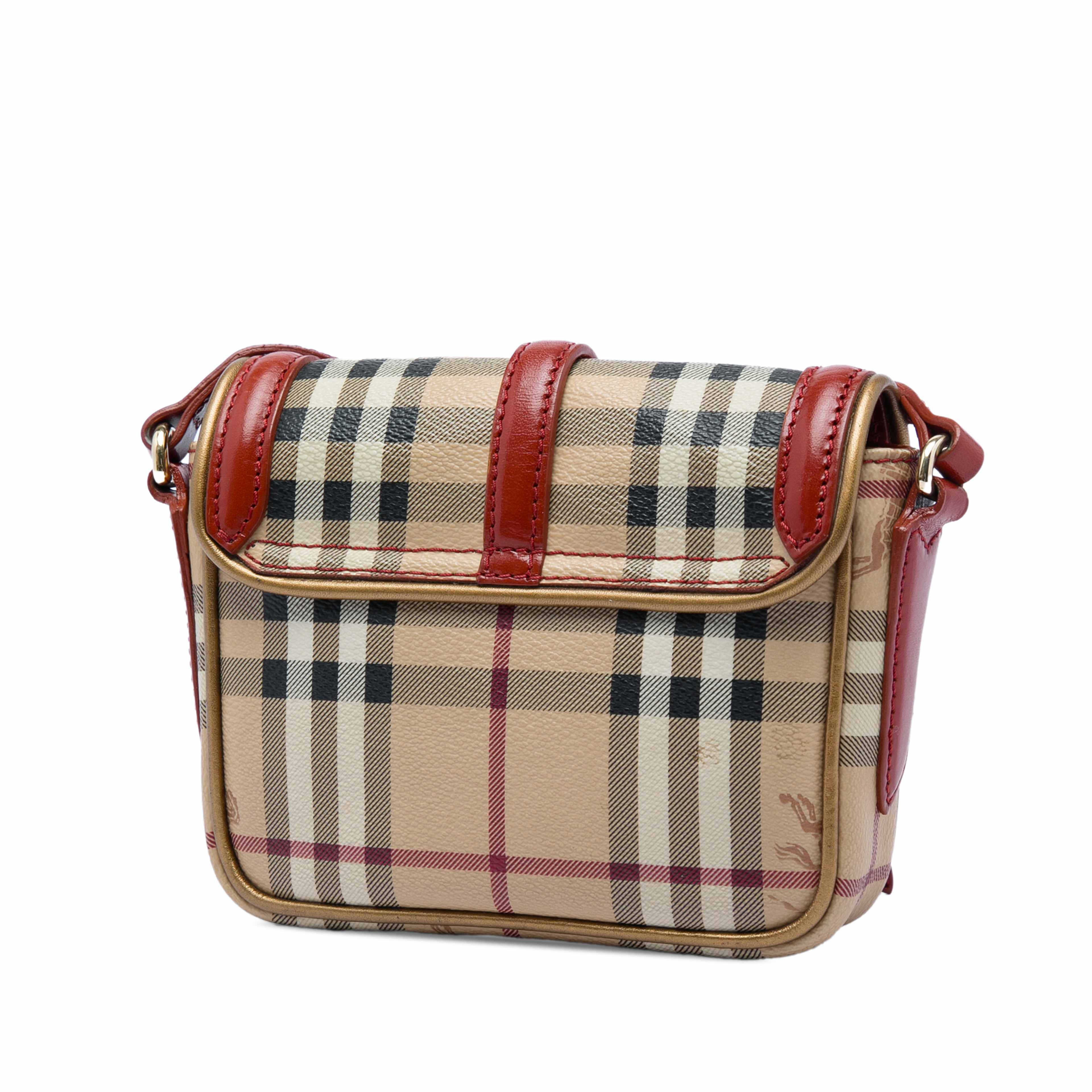 Burberry Mini Haymarket Check Coated Canvas And Suede Berkeley Crossbody, från Luxclusif, i färgen beige. Klicka för att öppna bilden i stort format