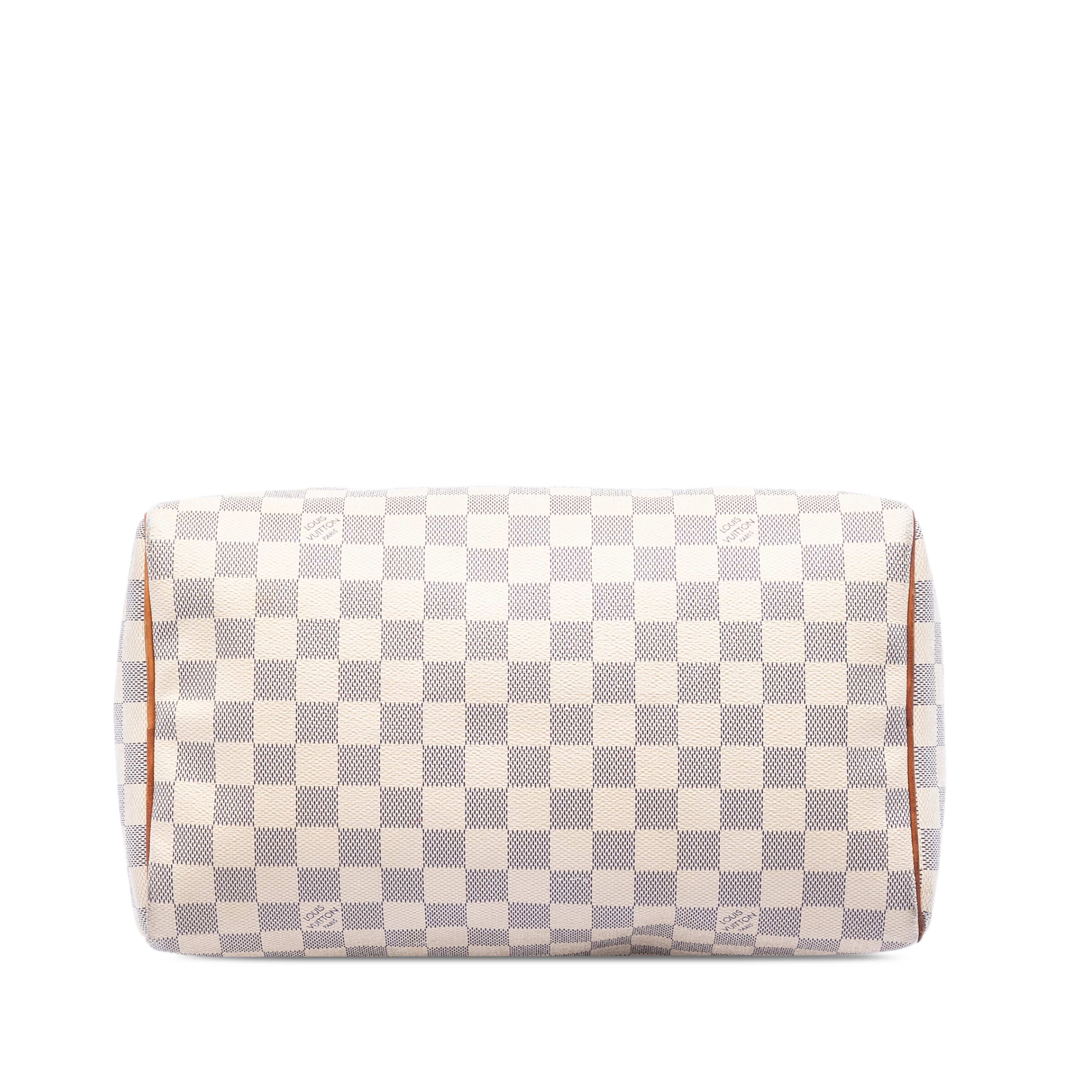 Louis Vuitton Damier Azur Speedy 30, från Luxclusif, i färgen vit. Klicka för att öppna bilden i stort format