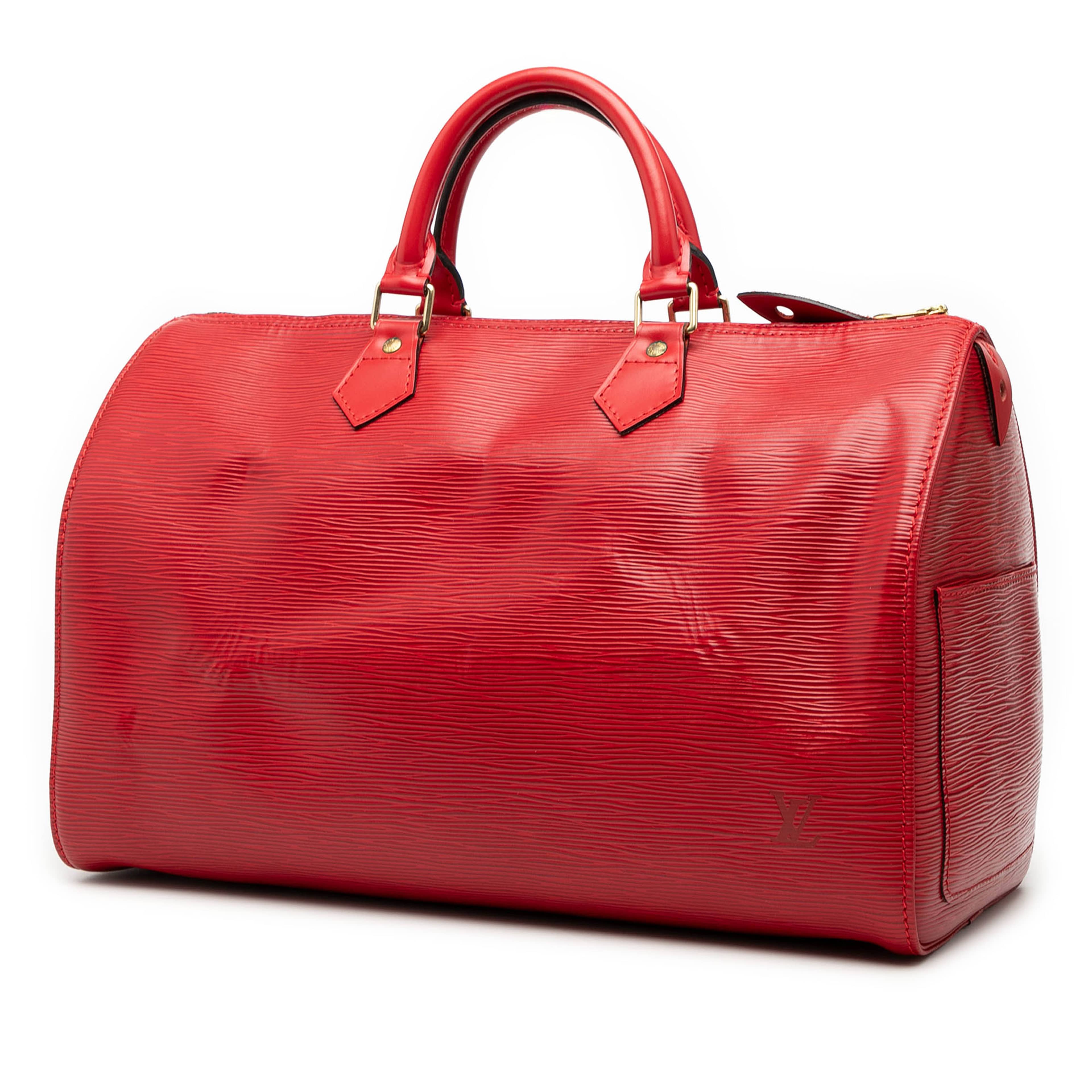 Louis Vuitton Epi Speedy 35, från Luxclusif, i färgen red. Klicka för att öppna bilden i stort format