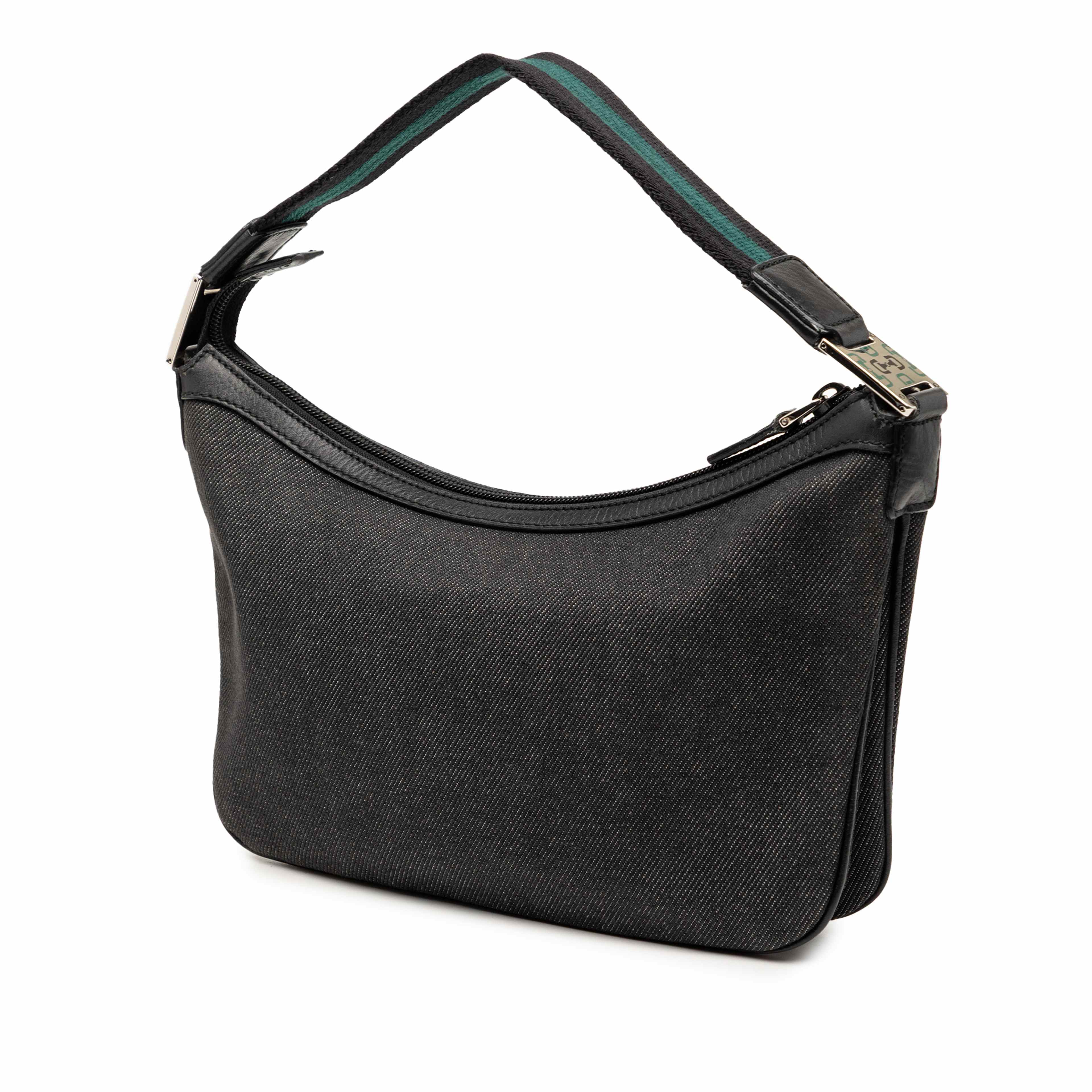 Gucci Denim Web Shoulder Bag, från Luxclusif, i färgen black. Klicka för att öppna bilden i stort format