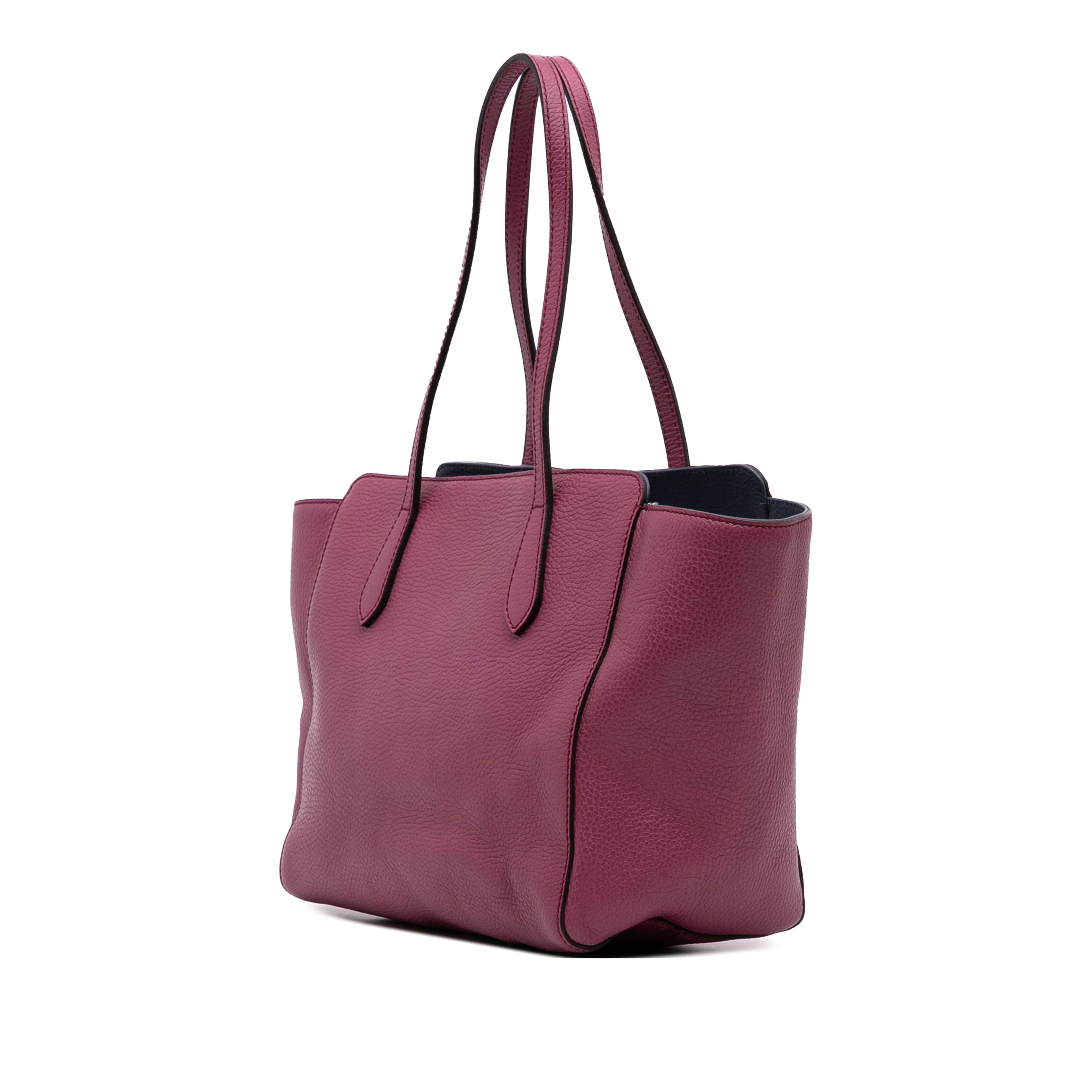 Gucci Medium Dollar Calfskin Swing Tote, från Luxclusif, i färgen magenta. Klicka för att öppna bilden i stort format