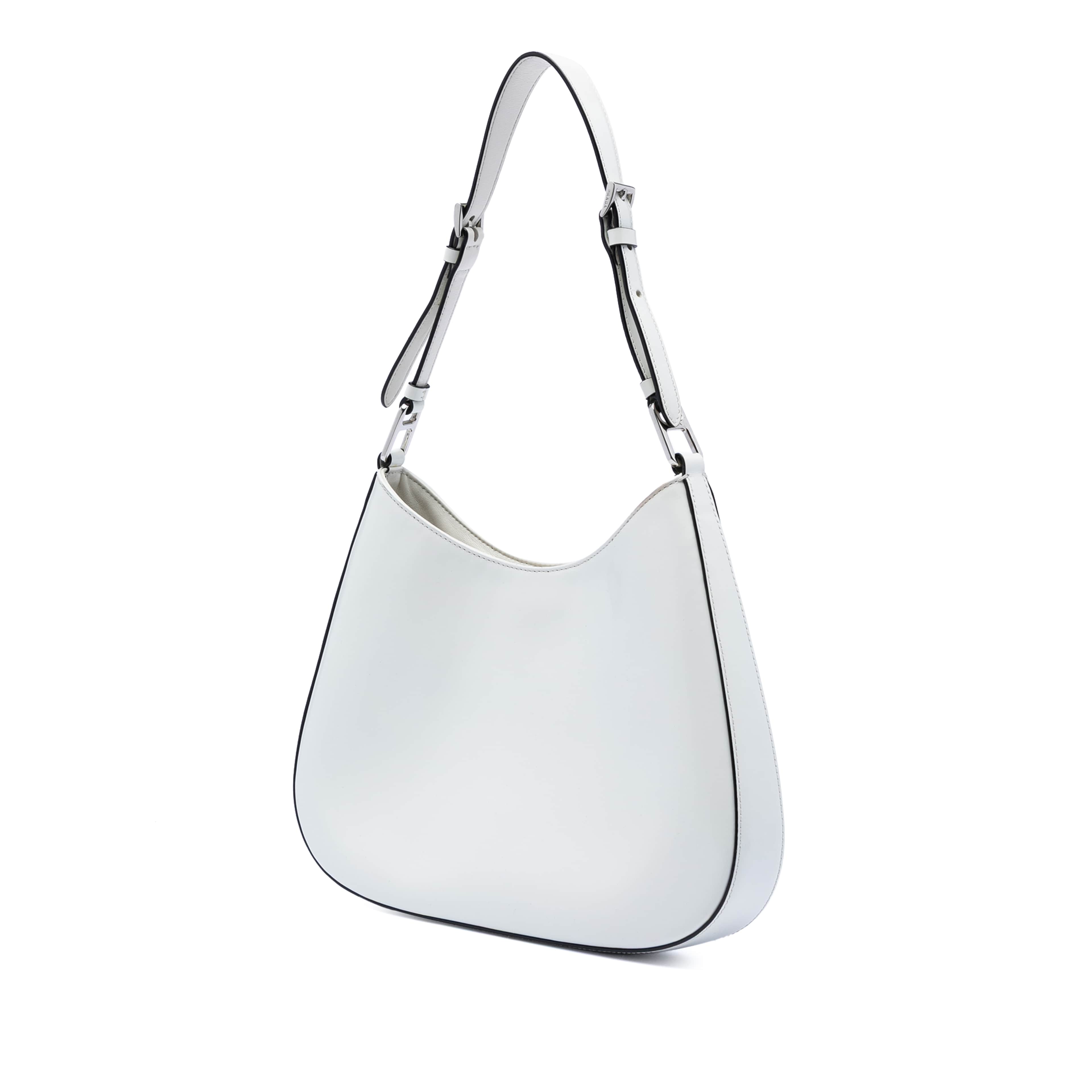 Prada Spazzolato Cleo Shoulder Bag, från Luxclusif, i färgen white. Klicka för att öppna bilden i stort format