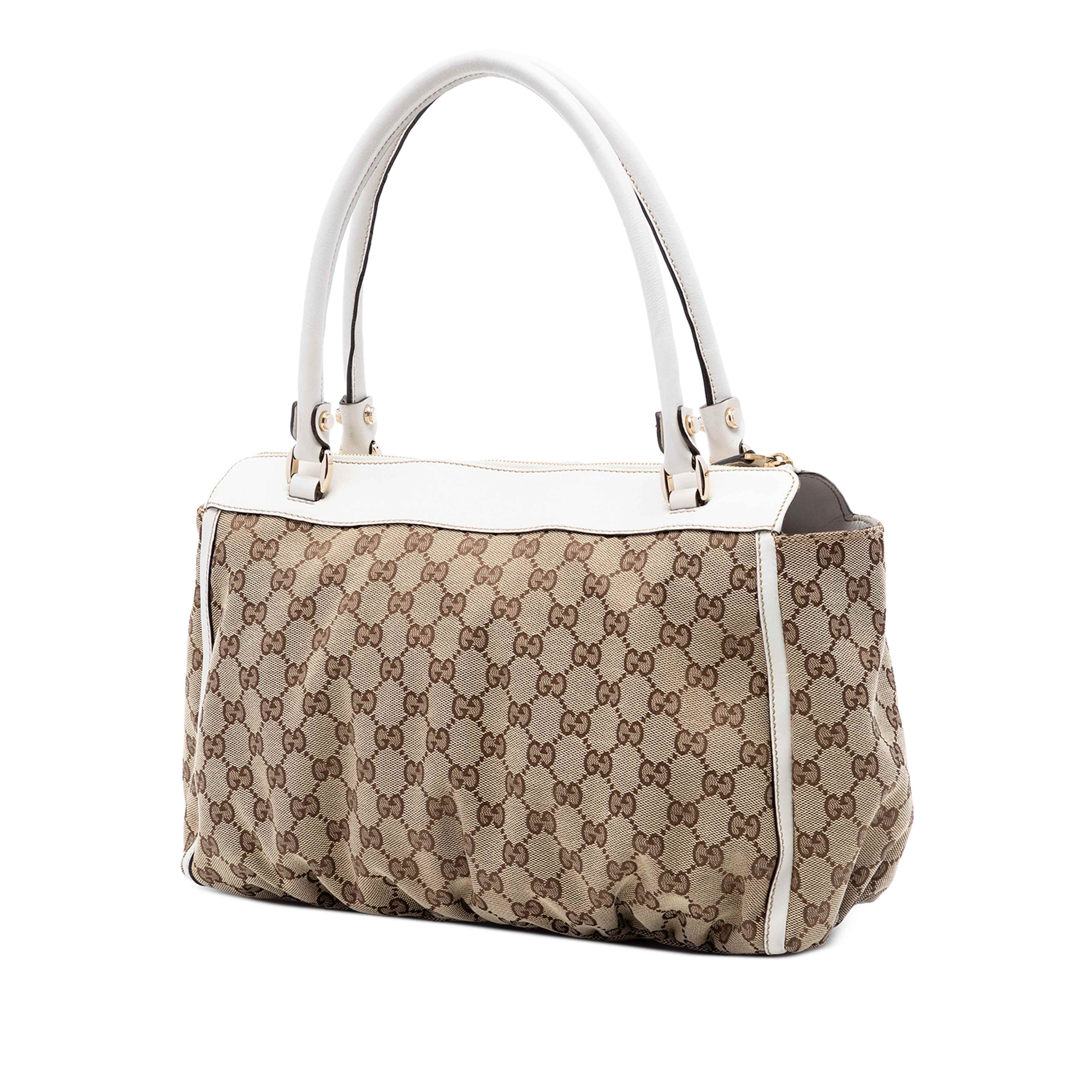 Gucci Gg Canvas Abbey D Ring Tote, från Luxclusif, i färgen beige. Klicka för att öppna bilden i stort format