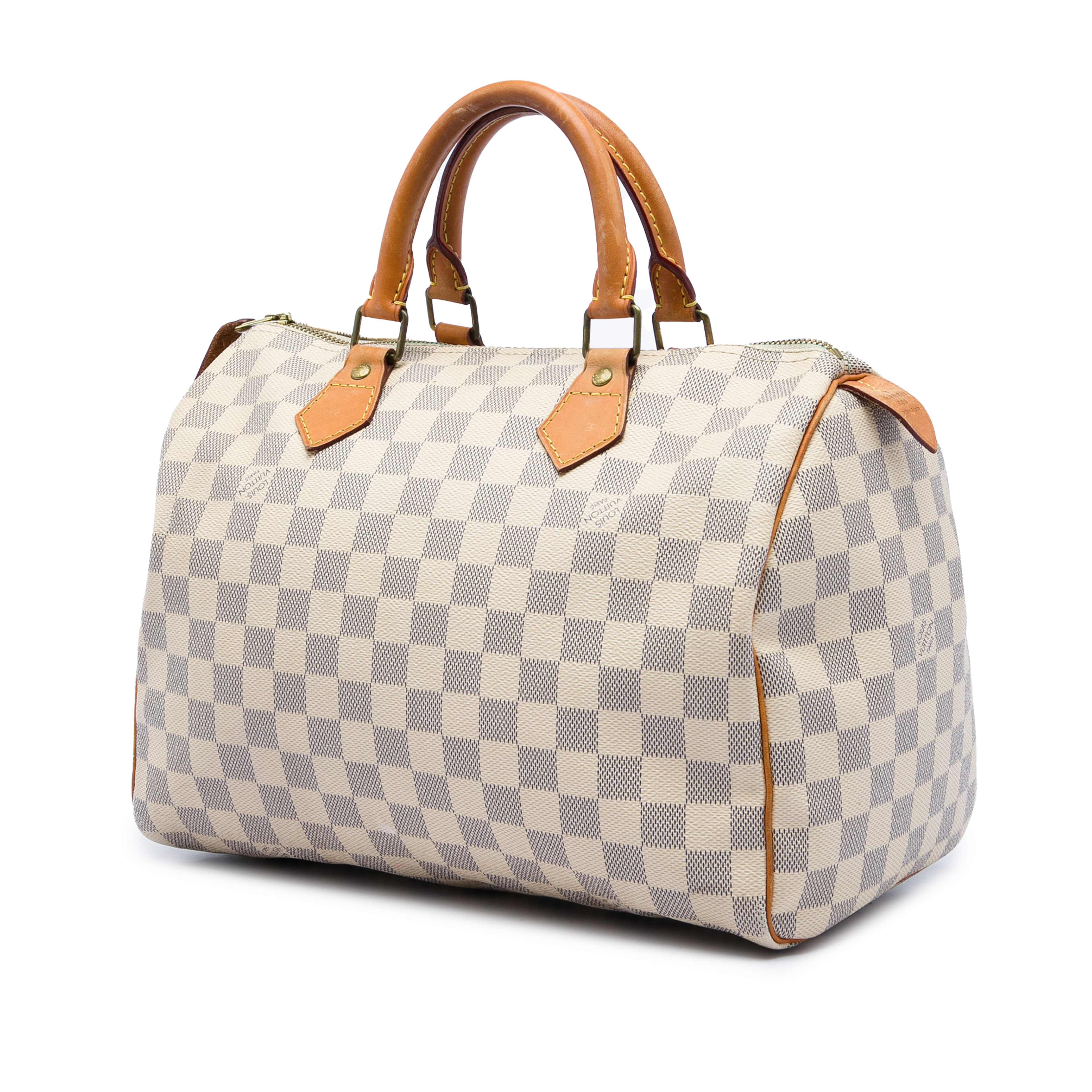 Louis Vuitton Damier Azur Speedy 30, från Luxclusif, i färgen vit. Klicka för att öppna bilden i stort format