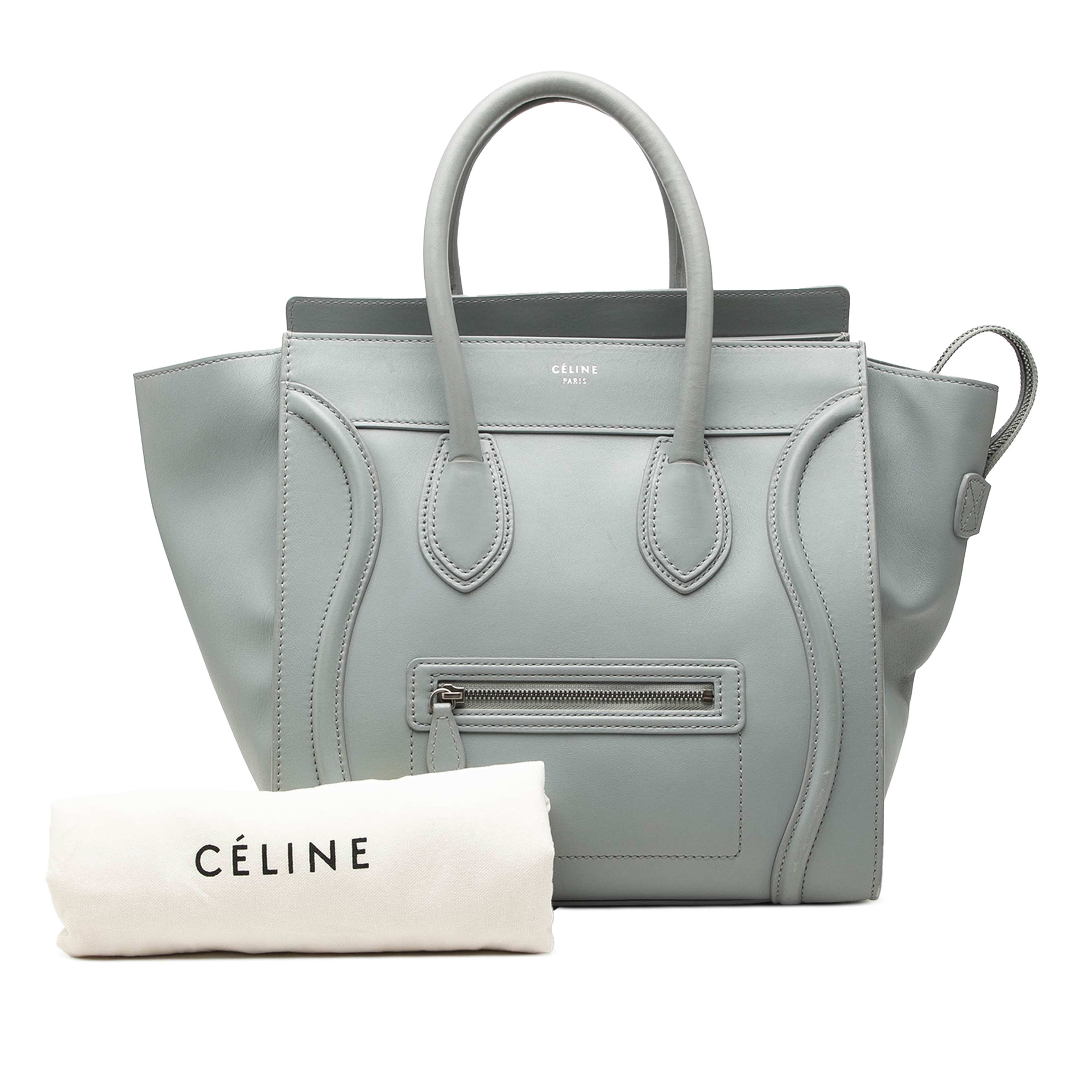 Celine Mini Leather Luggage Tote, från Luxclusif, i färgen grå. Klicka för att öppna bilden i stort format