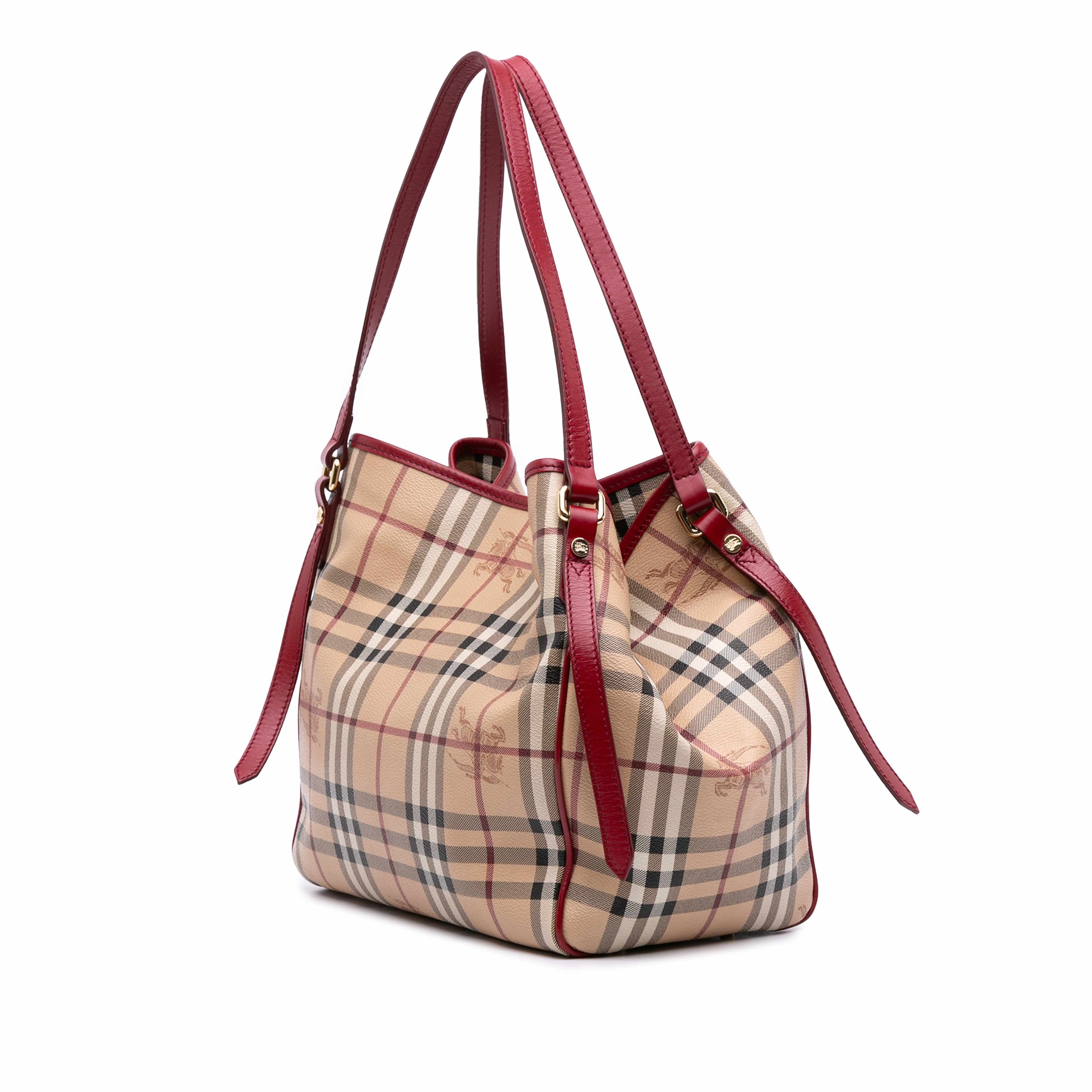 Burberry Small Haymarket Check Coated Canvas Canterbury Tote, från Luxclusif, i färgen beige.