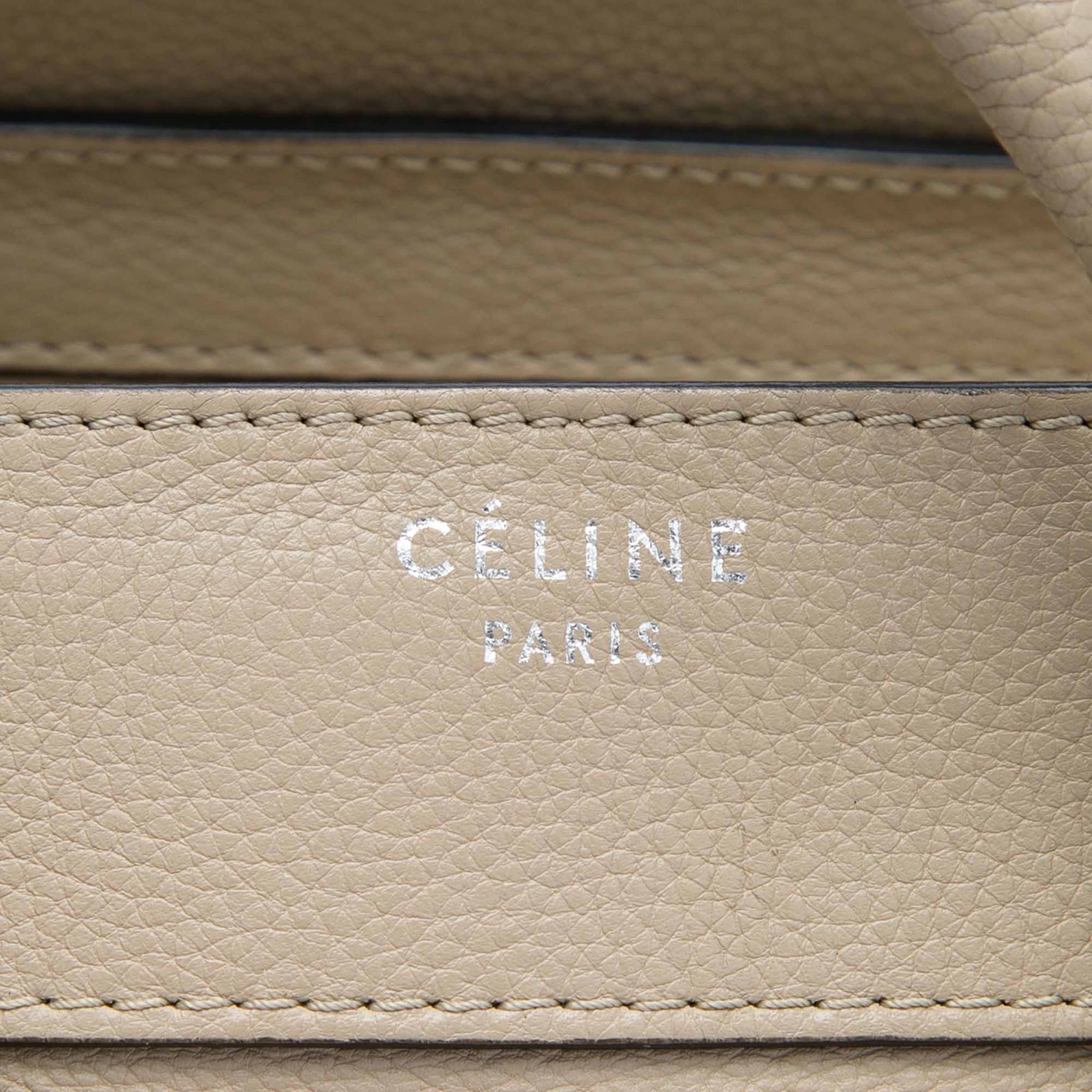 Celine Micro Leather Luggage Tote, från Luxclusif, i färgen beige. Klicka för att öppna bilden i stort format