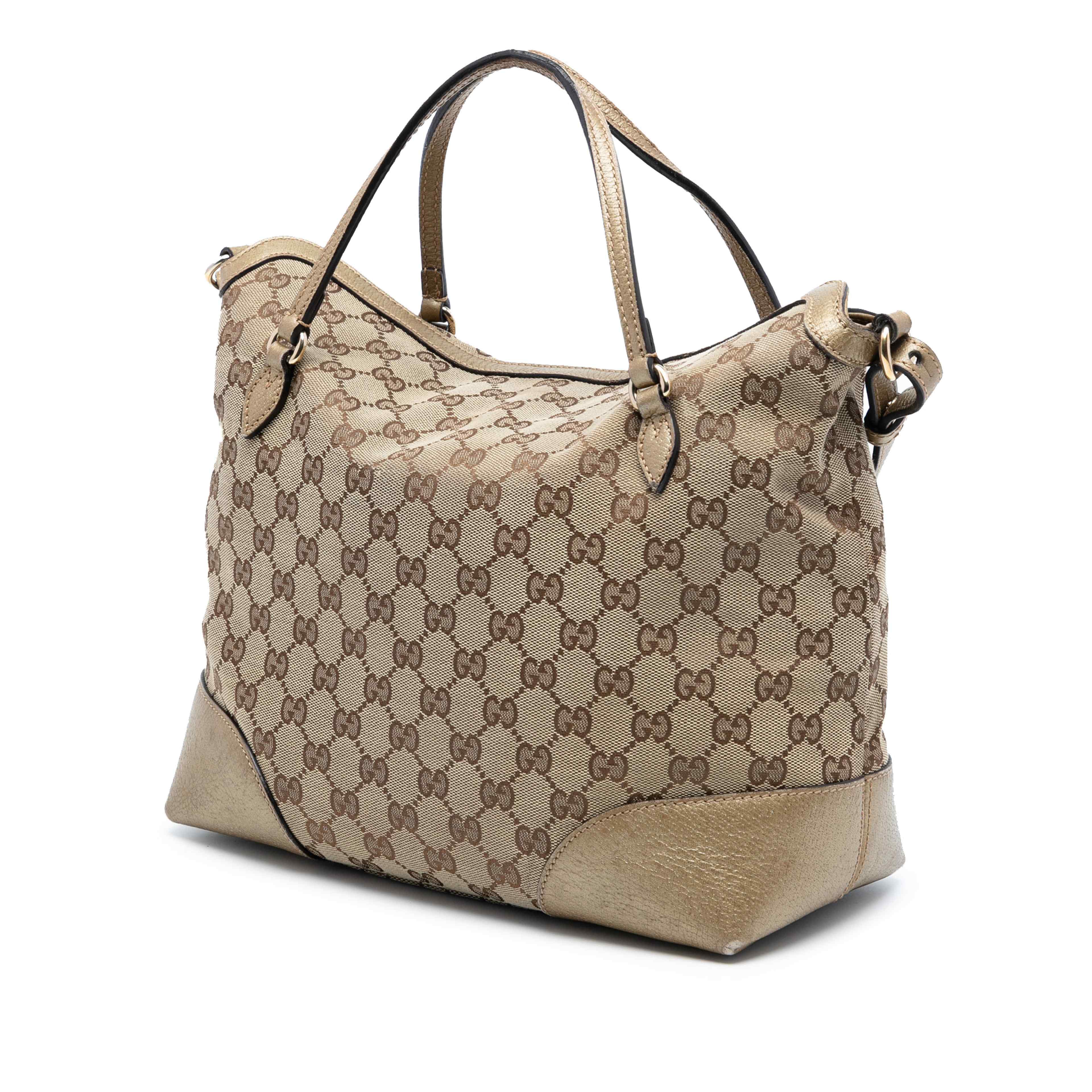 Gucci Medium Gg Canvas Bree Fold Over Tote, från Luxclusif, i färgen beige. Klicka för att öppna bilden i stort format