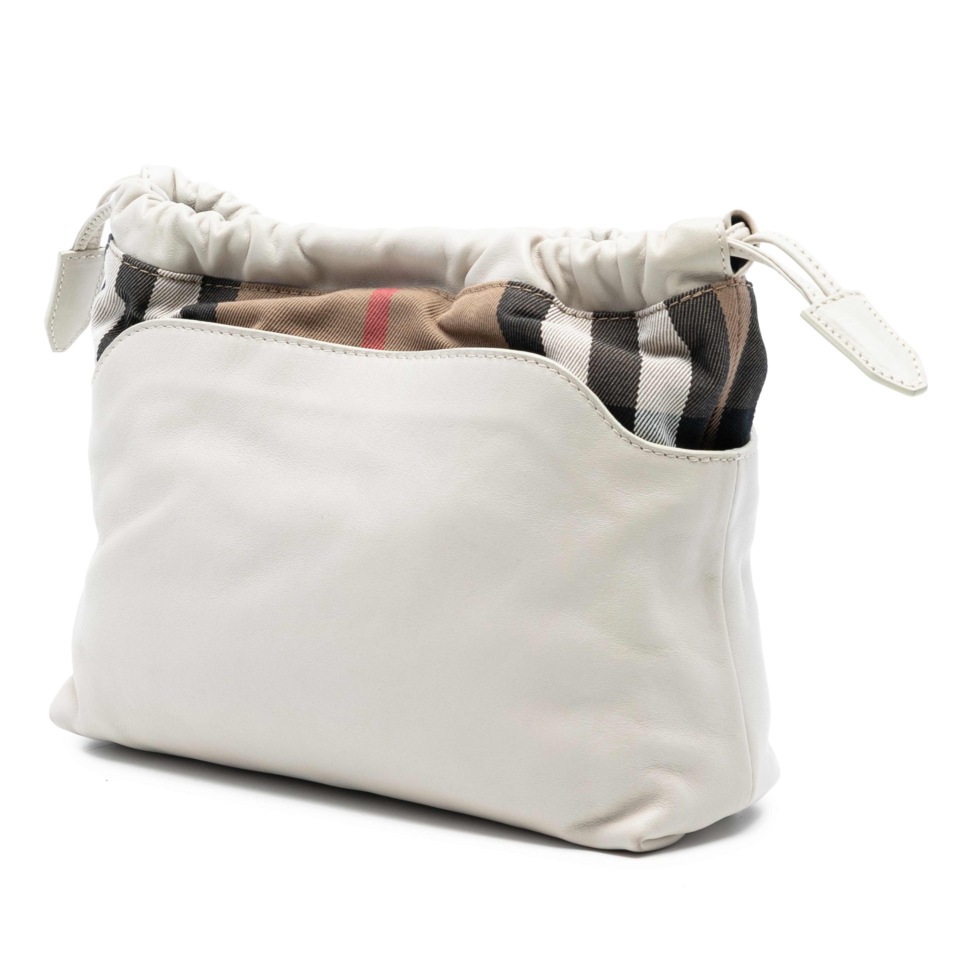 Burberry House Check Canvas And Calfskin Little Crush Crossbody, från Luxclusif, i färgen vit. Klicka för att öppna bilden i stort format