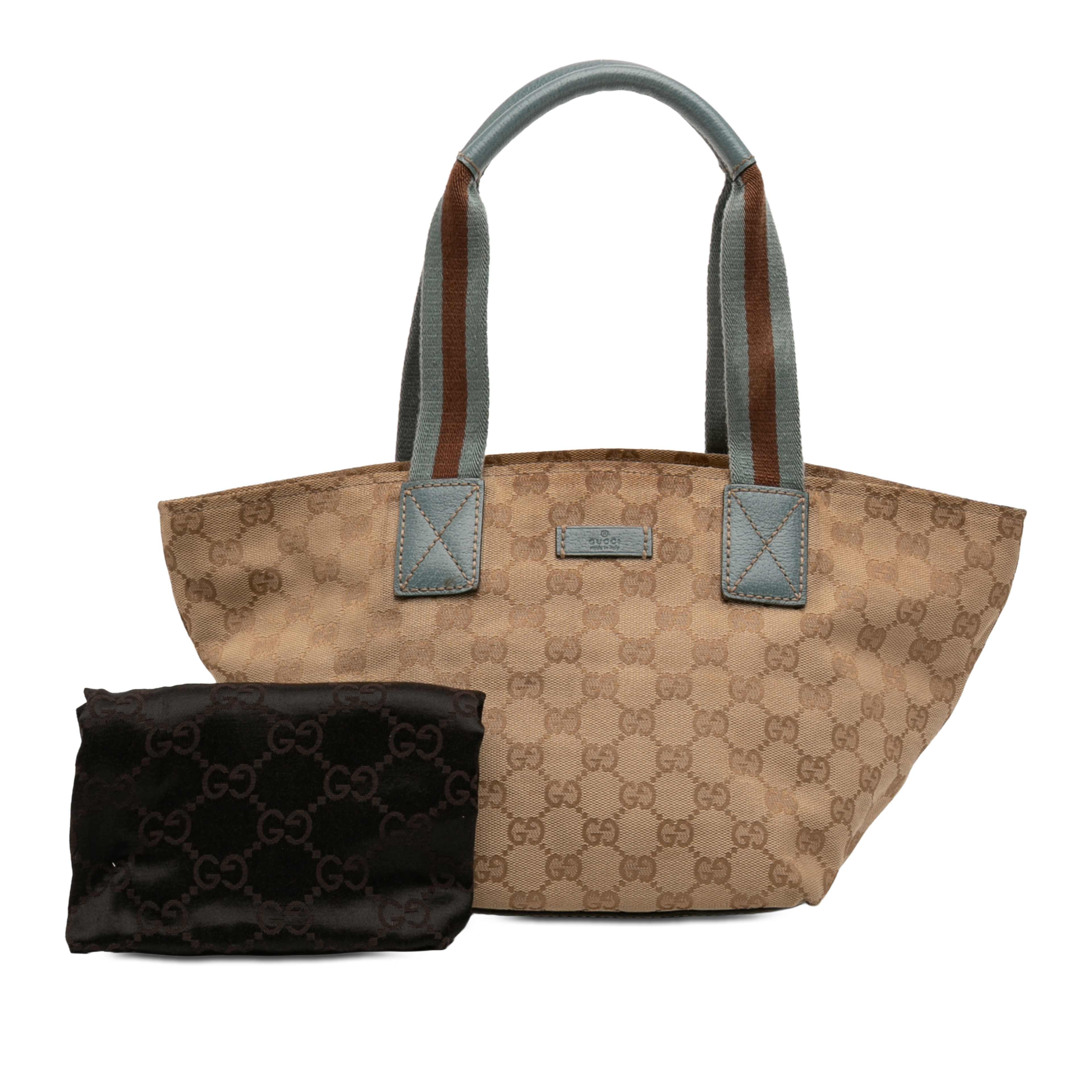 Gucci Gg Canvas Web Tote, från Luxclusif, i färgen beige. Klicka för att öppna bilden i stort format