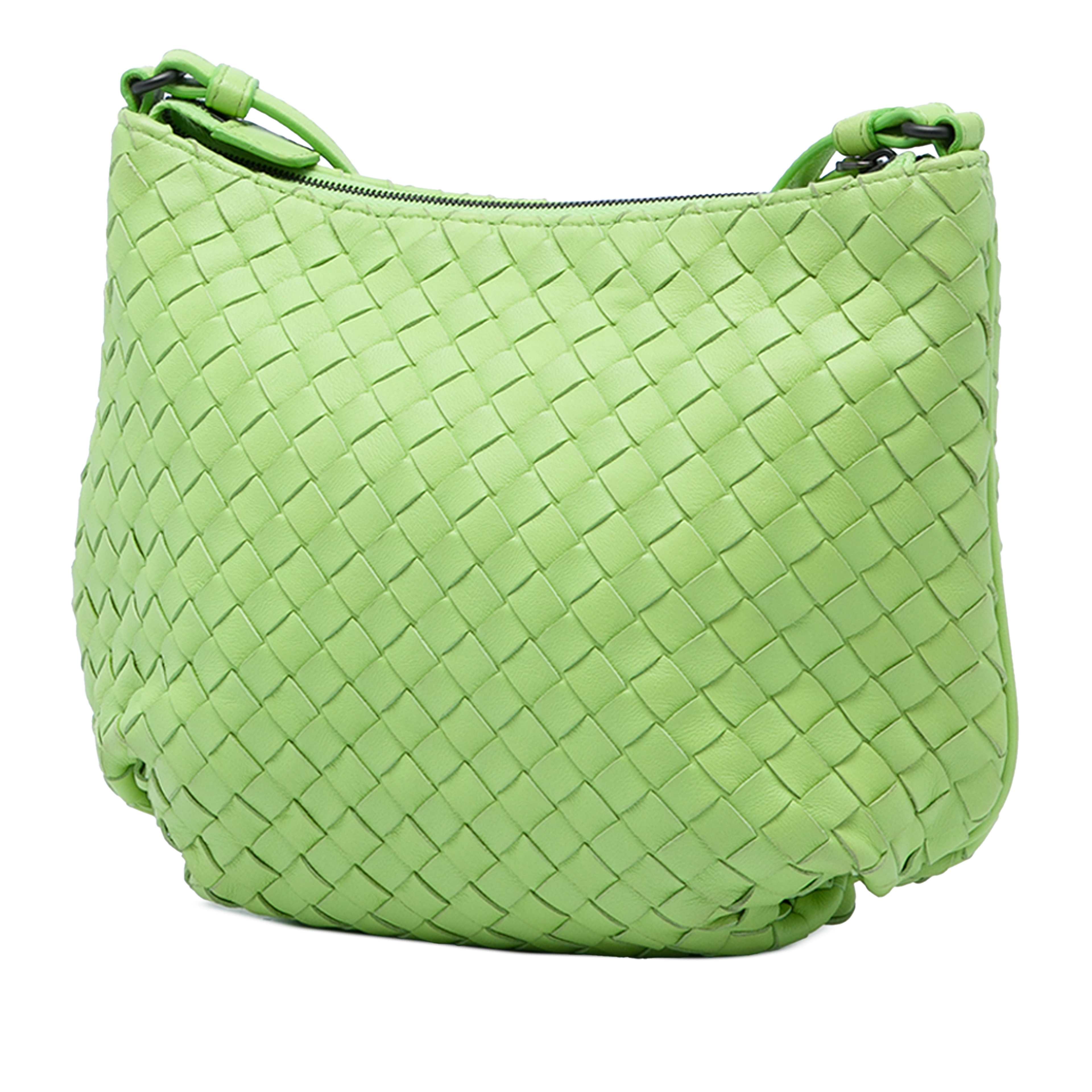 Bottega Veneta Small Nappa Intrecciato Crossbody, från Luxclusif, i färgen grön. Klicka för att öppna bilden i stort format