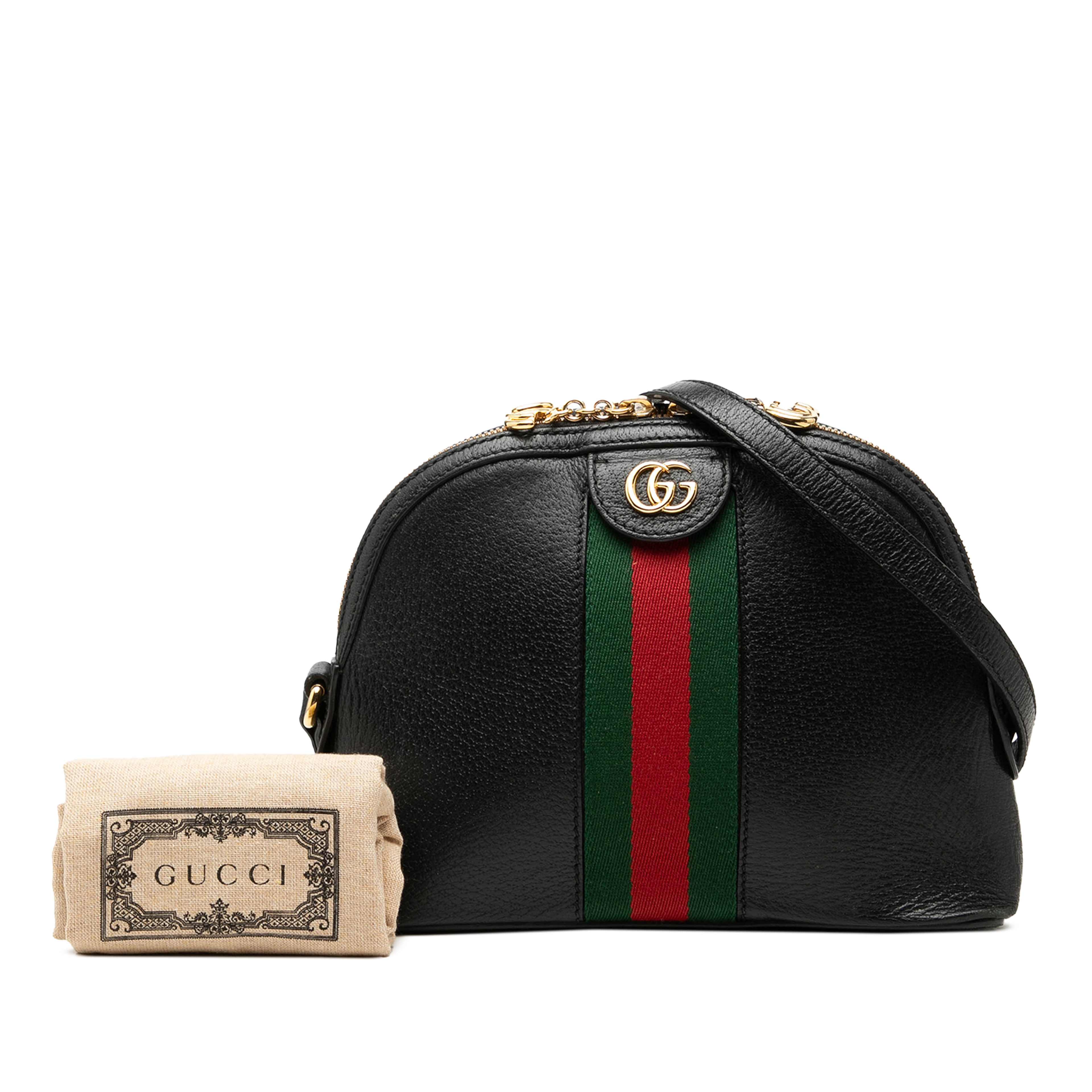 Gucci Small Calfskin Web Ophidia Dome Crossbody, från Luxclusif, i färgen svart. Klicka för att öppna bilden i stort format