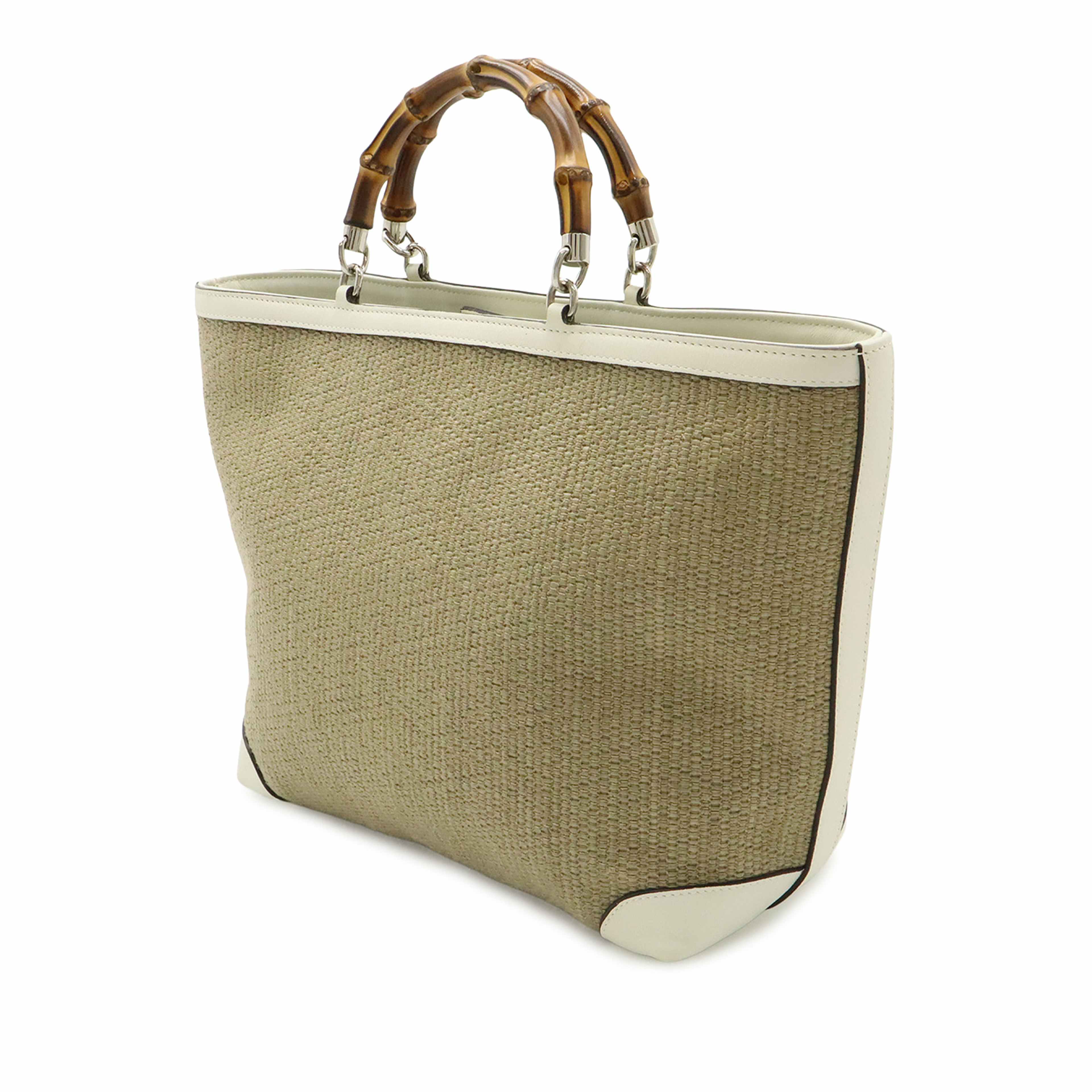Gucci Raffia Bamboo Childrens Tote, från Luxclusif, i färgen brun. Klicka för att öppna bilden i stort format