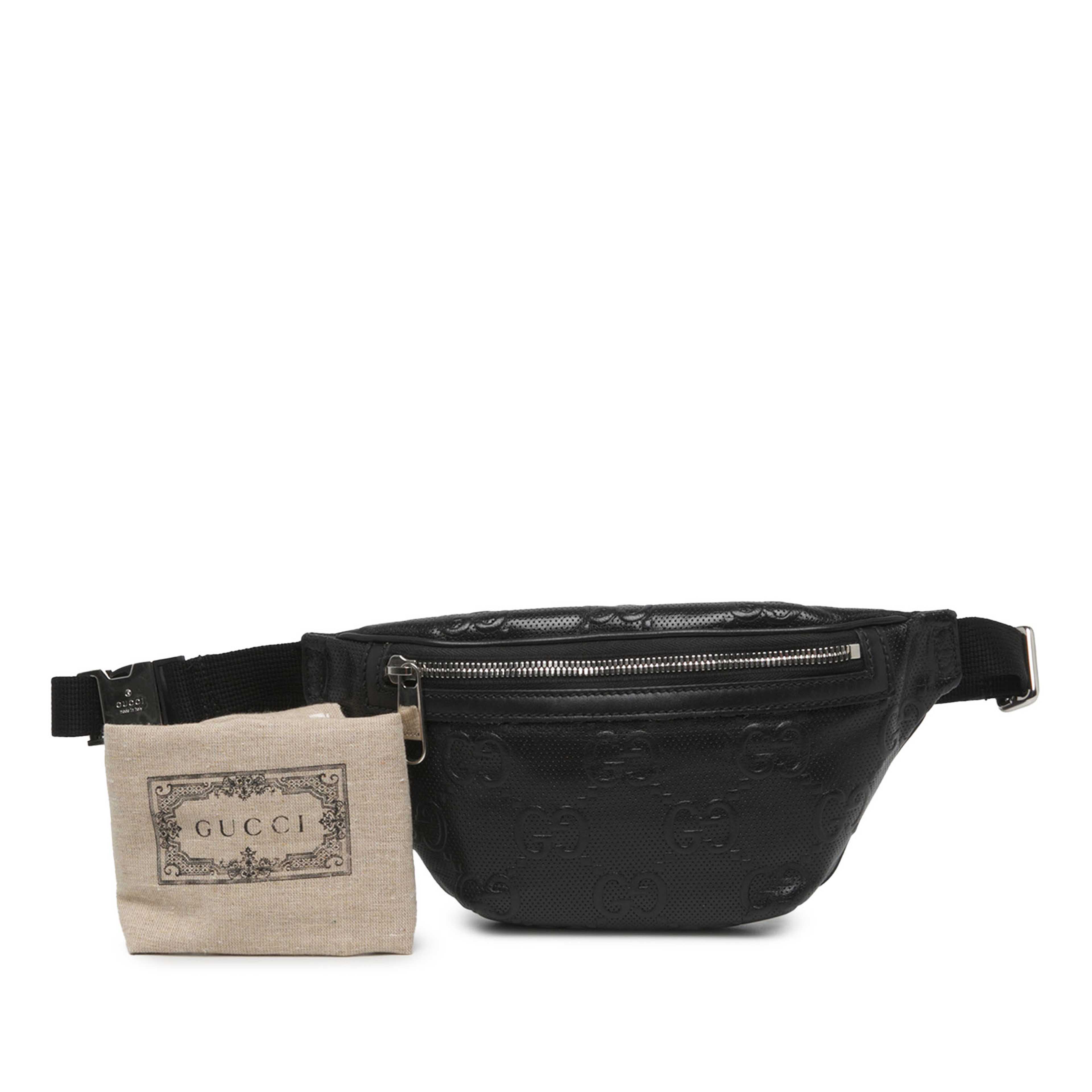 Gucci Gg Embossed Perforated Calfskin Belt Bag, från Luxclusif, i färgen svart. Klicka för att öppna bilden i stort format