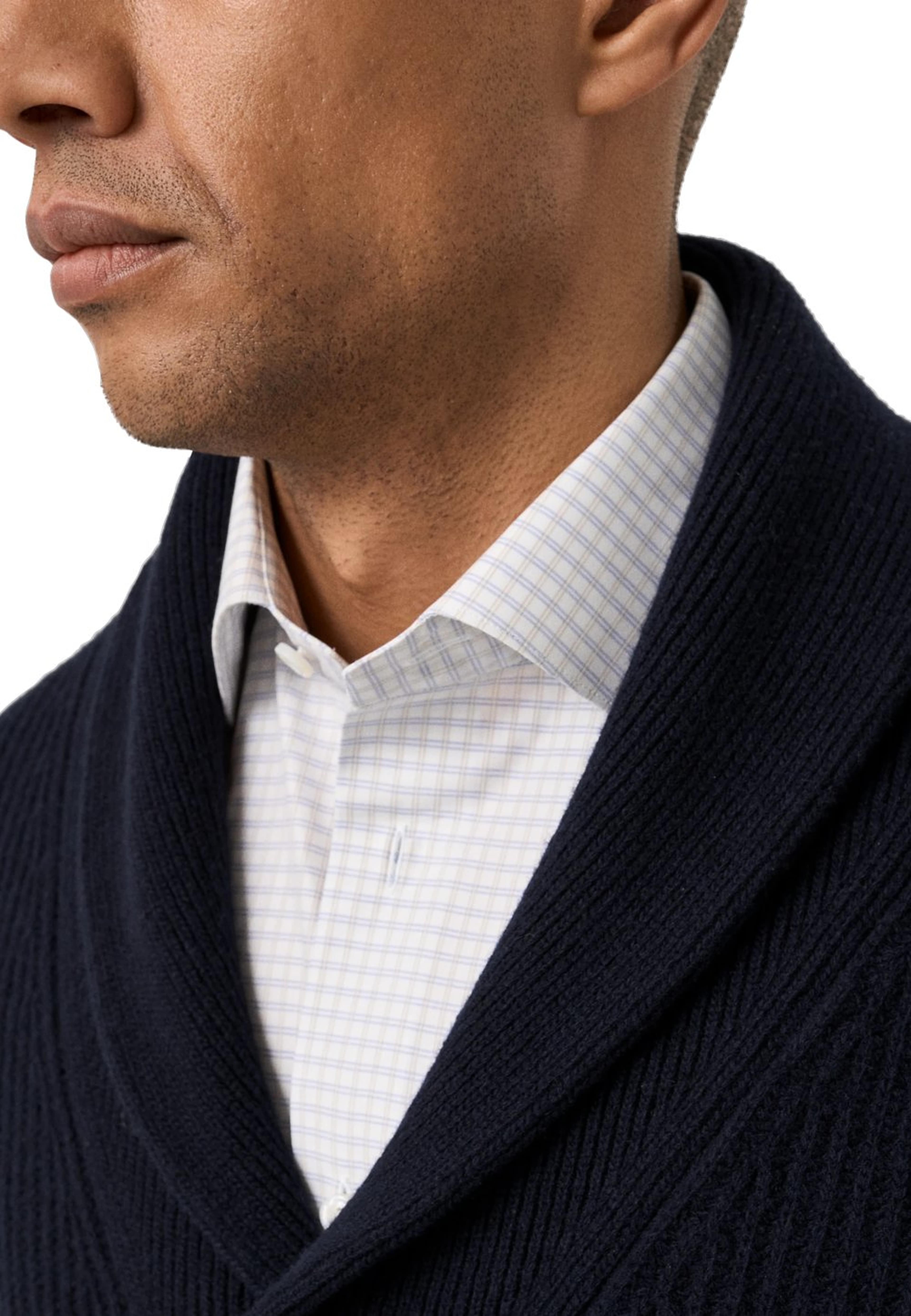 Stickad Cardigan Med Shawl-krage, från Eton, i färgen navy blue. Klicka för att öppna bilden i stort format