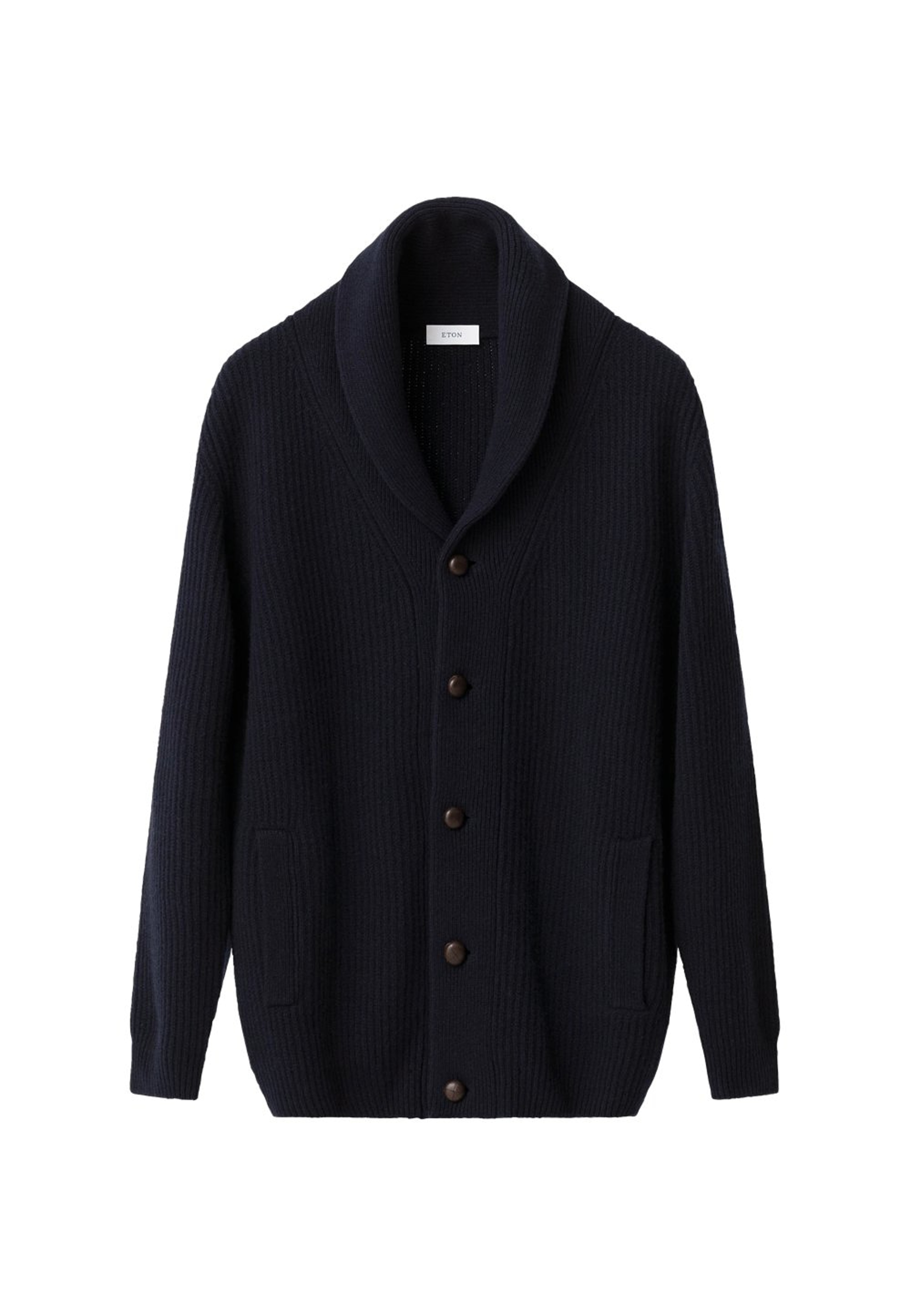 Stickad Cardigan Med Shawl-krage, från Eton, i färgen navy blue. Klicka för att öppna bilden i stort format