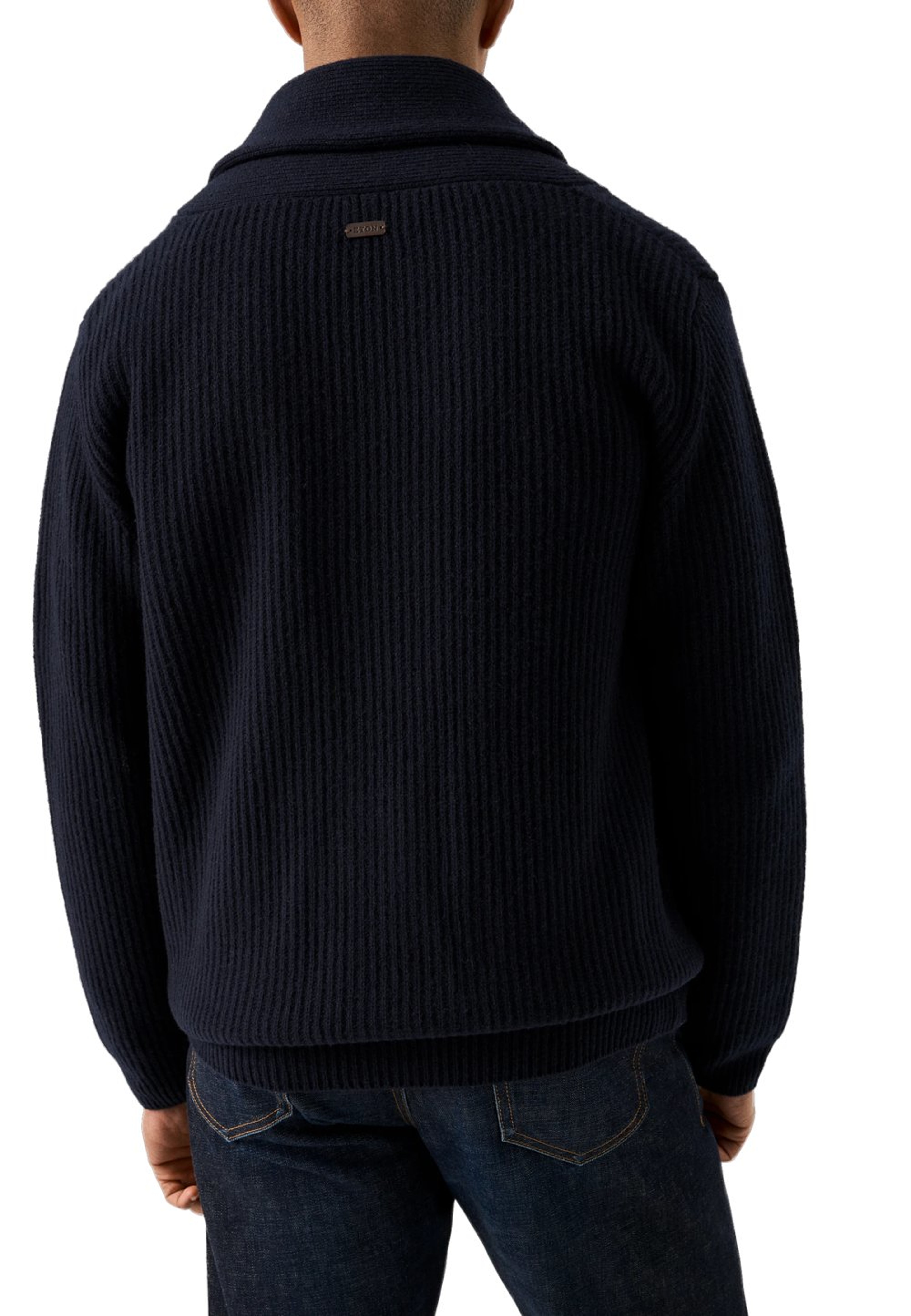 Stickad Cardigan Med Shawl-krage, från Eton, i färgen navy blue. Klicka för att öppna bilden i stort format