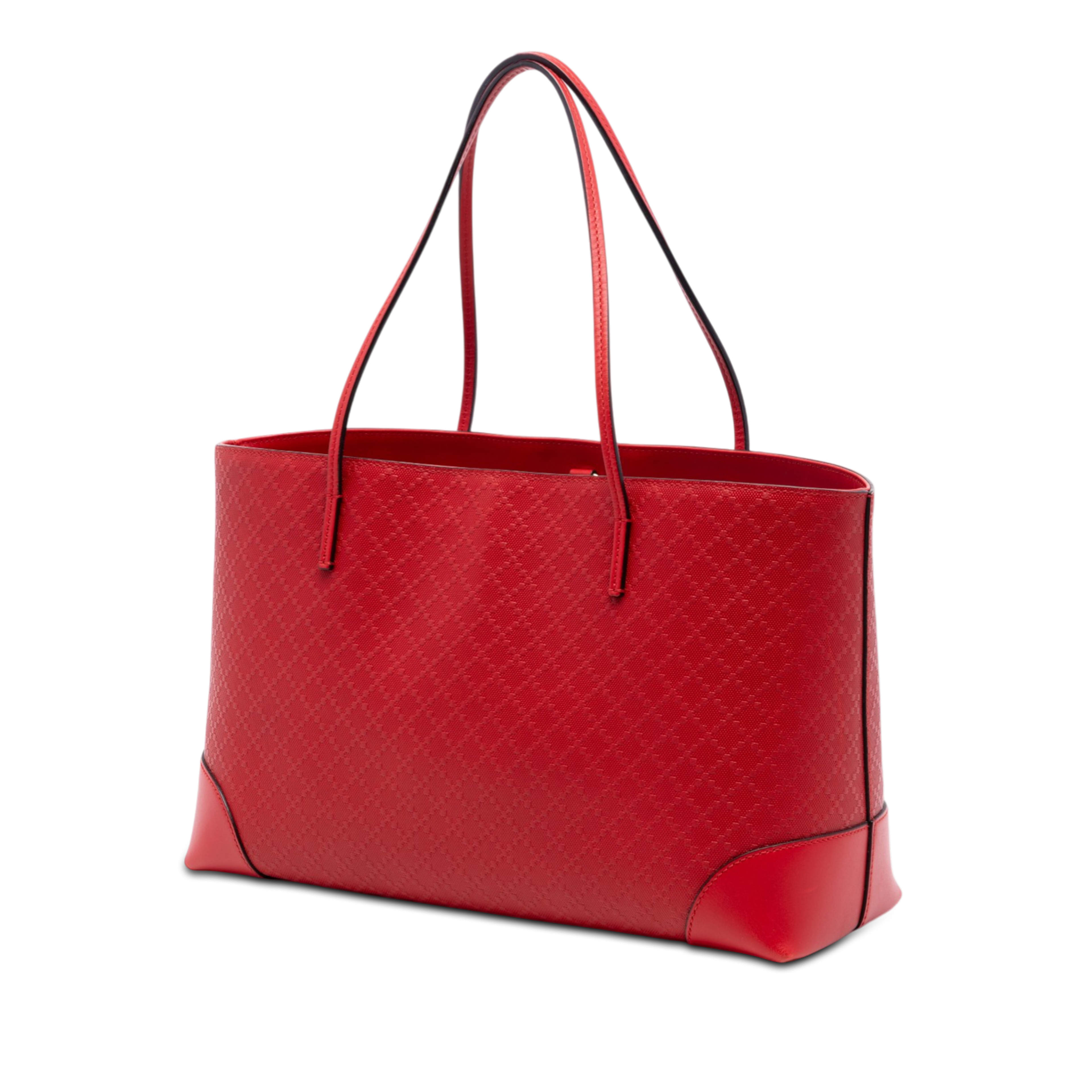Gucci Leather Diamante Bright Hilary Lux Tote, från Luxclusif, i färgen röd. Klicka för att öppna bilden i stort format
