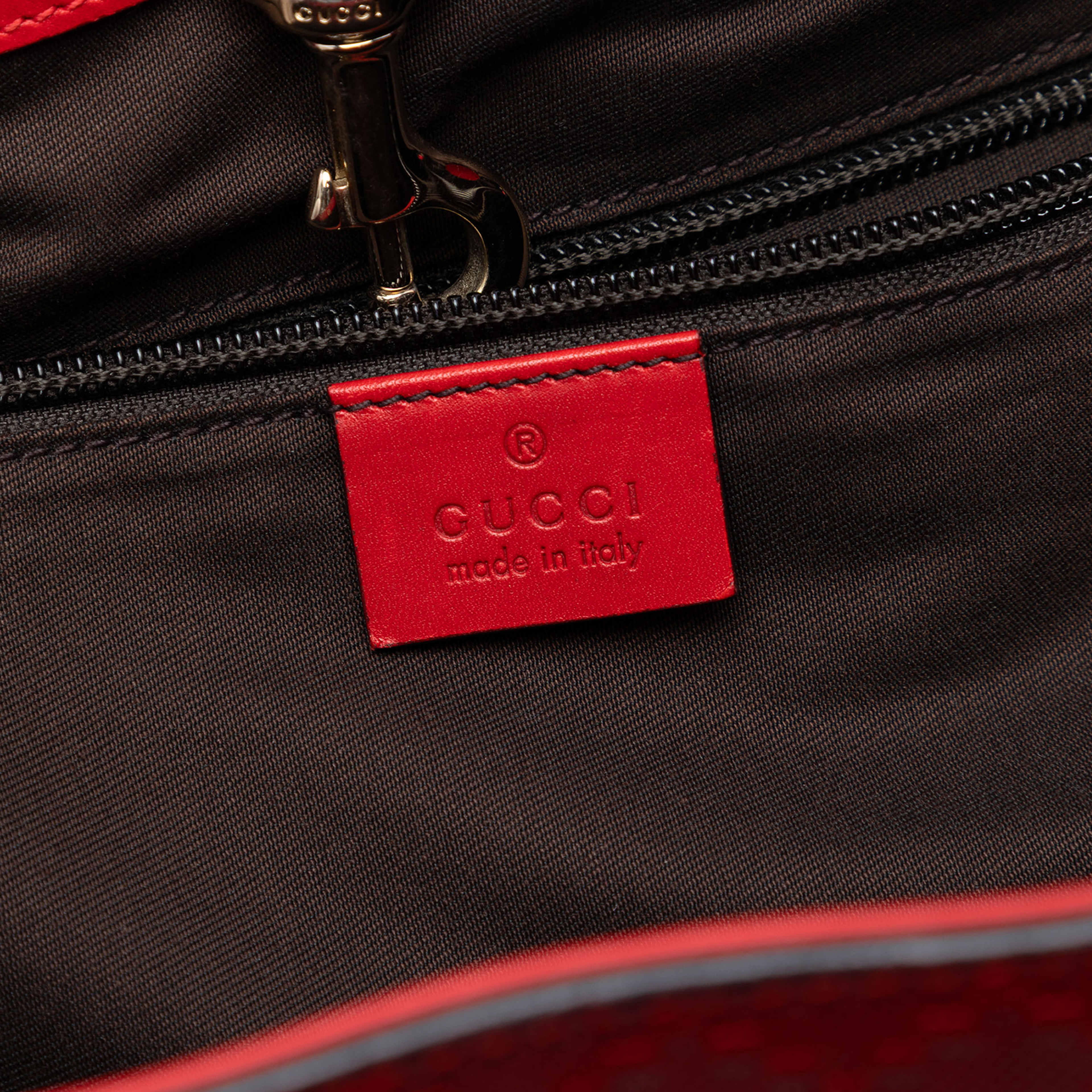Gucci Leather Diamante Bright Hilary Lux Tote, från Luxclusif, i färgen red. Klicka för att öppna bilden i stort format