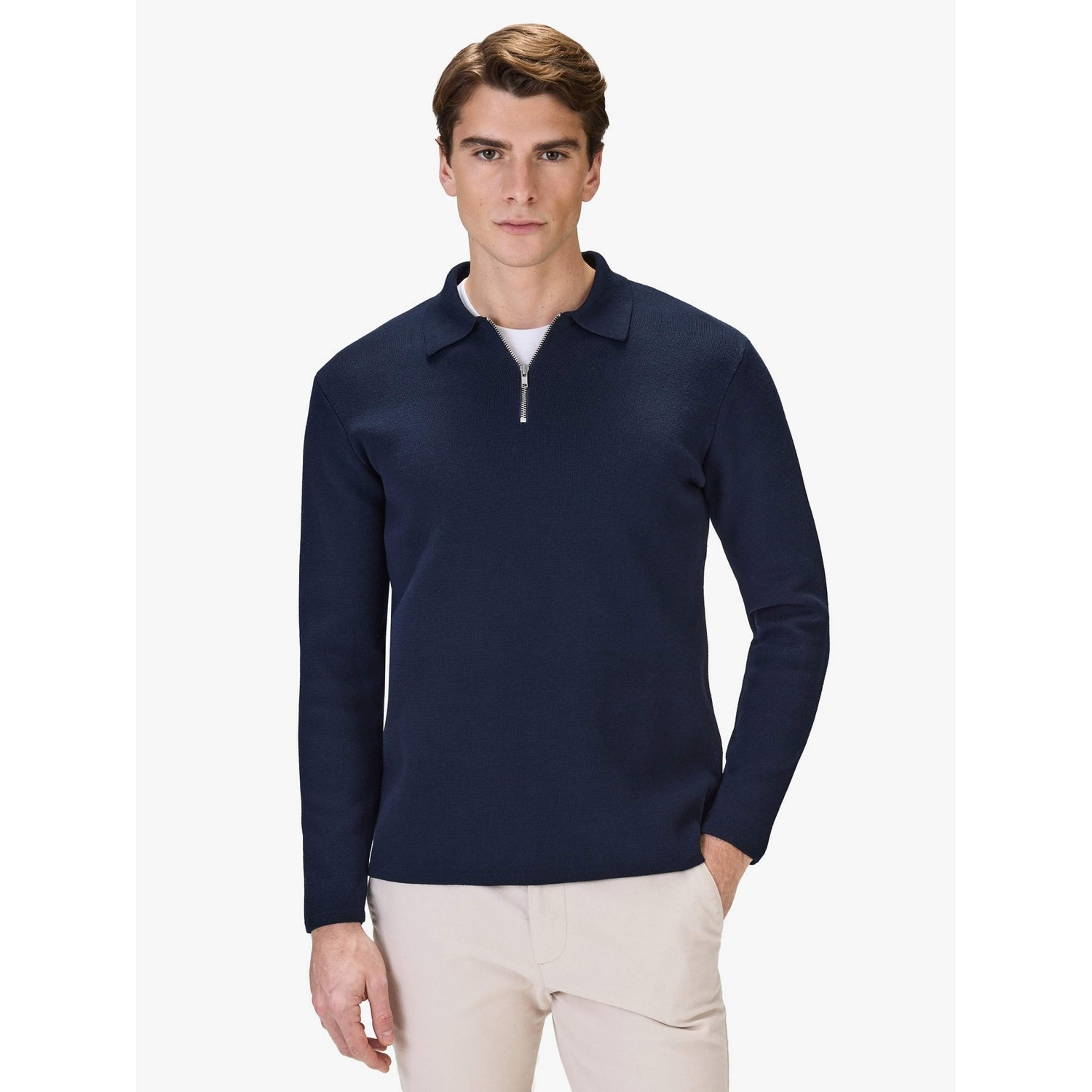 Cotton Plain Knitted Ls Half Zip (ilario)